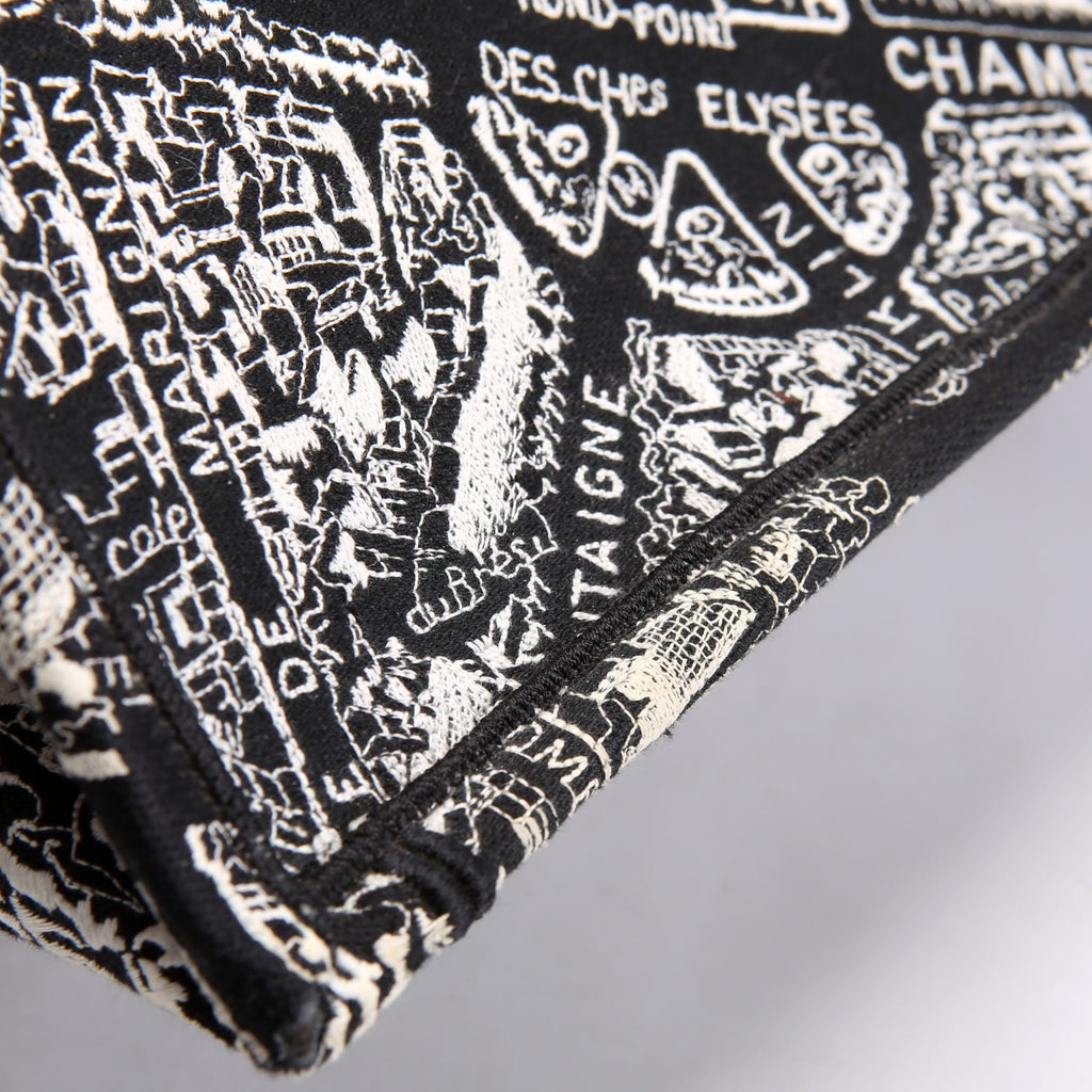 Dior Book Tote Embossed Plan De Paris Medium Black