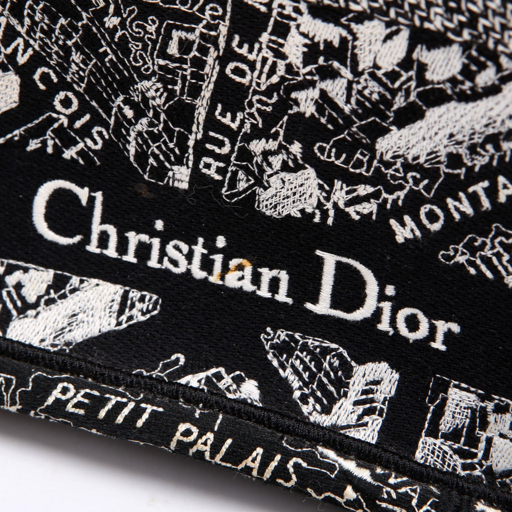 Dior Book Tote Embossed Plan De Paris Medium Black