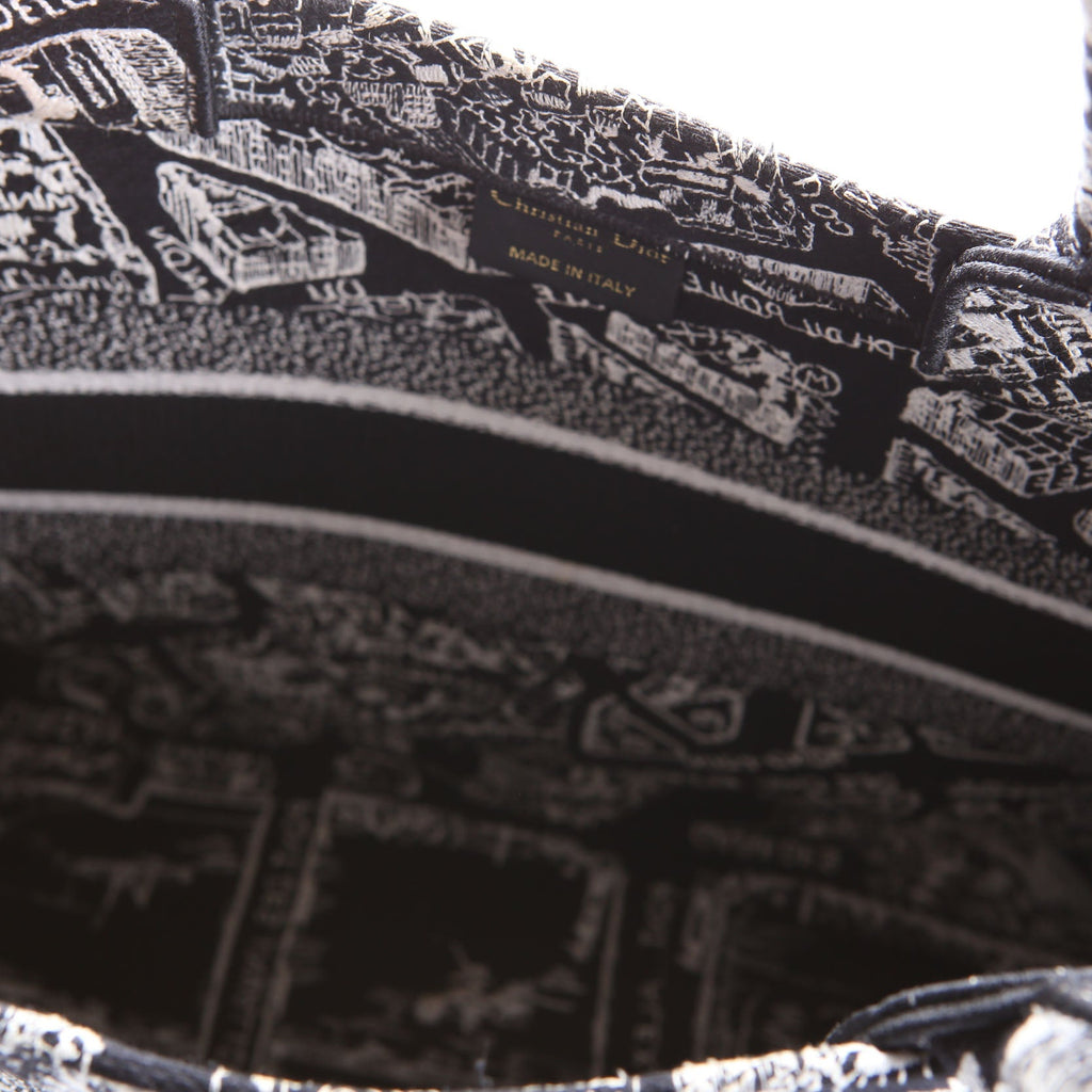 Dior Book Tote Embossed Plan De Paris Medium Black