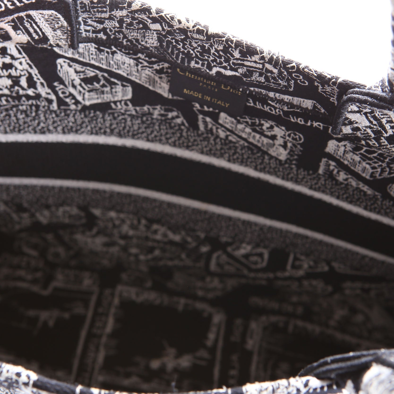 Dior Book Tote Embossed Plan De Paris Medium Black