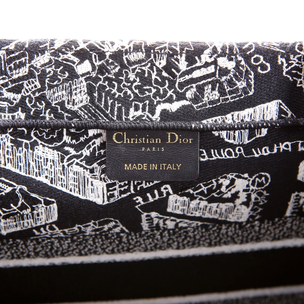 Dior Book Tote Embossed Plan De Paris Medium Black