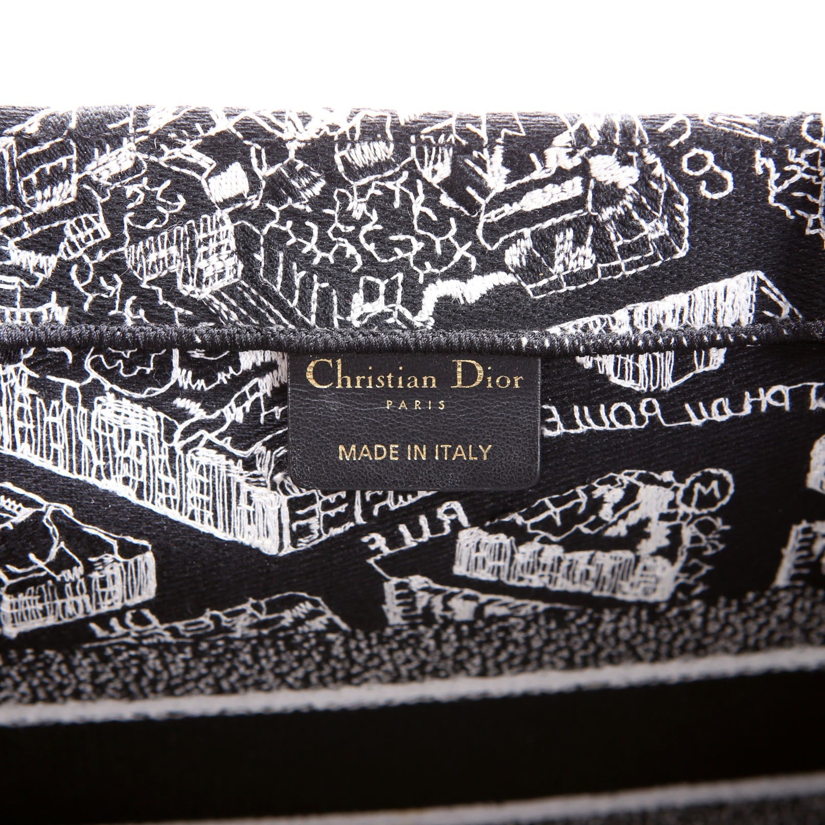 Dior Book Tote Embossed Plan De Paris Medium Black
