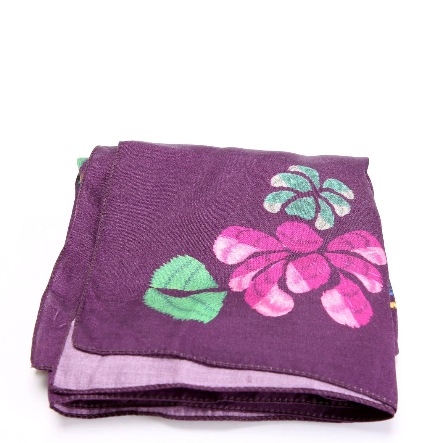 Adiorable 69 Square Silk Cotton 55CM Scarf Purple/Multicolor