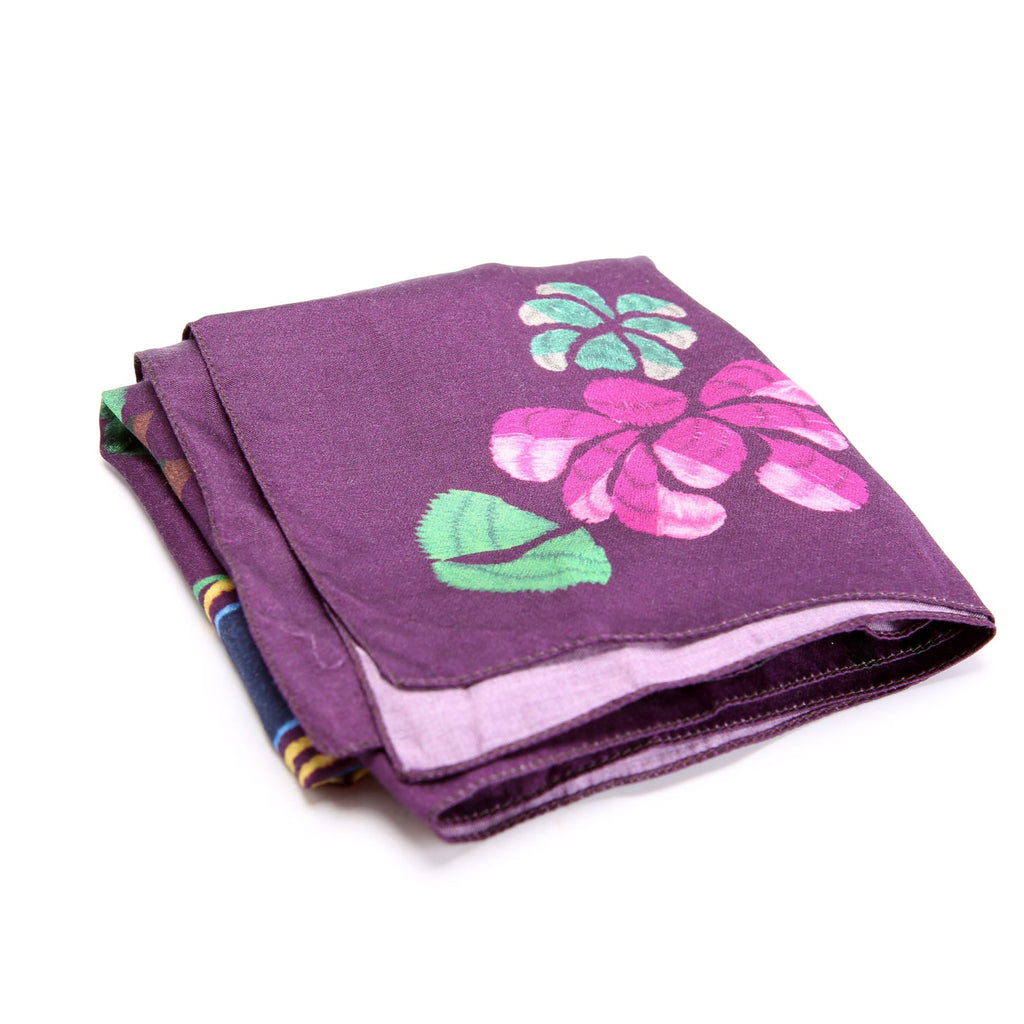 Adiorable 69 Square Silk Cotton 55CM Scarf Purple/Multicolor