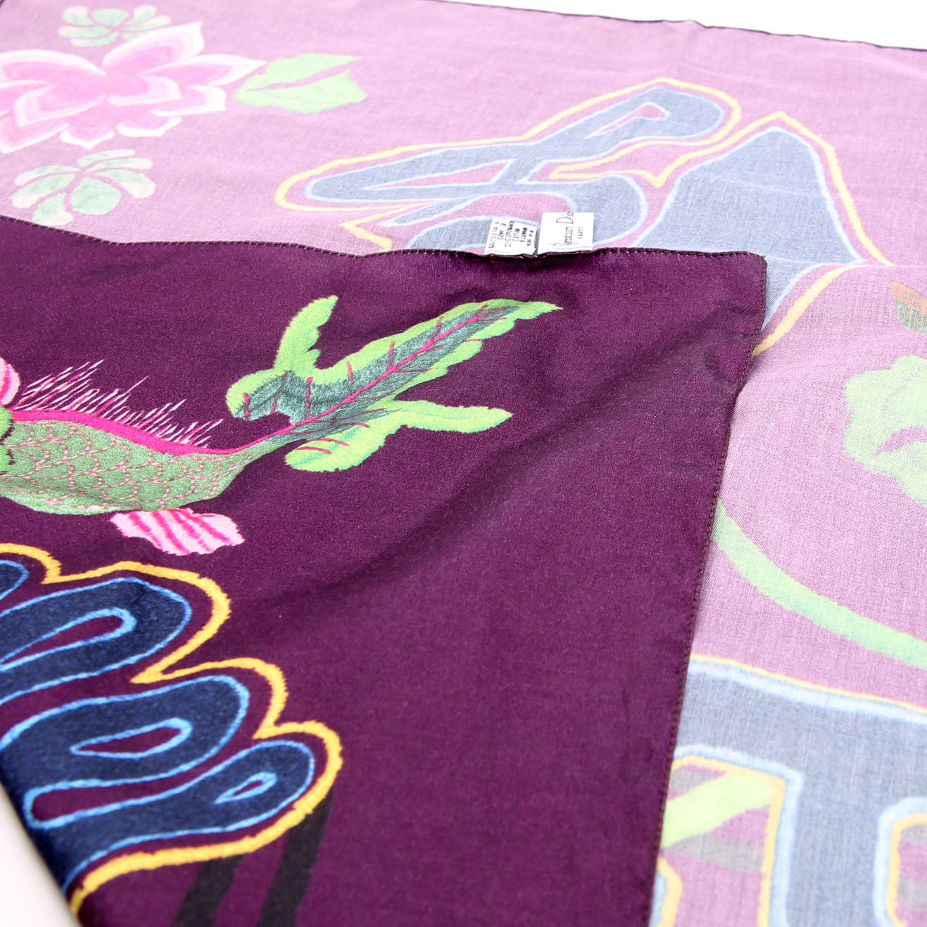Adiorable 69 Square Silk Cotton 55CM Scarf Purple/Multicolor