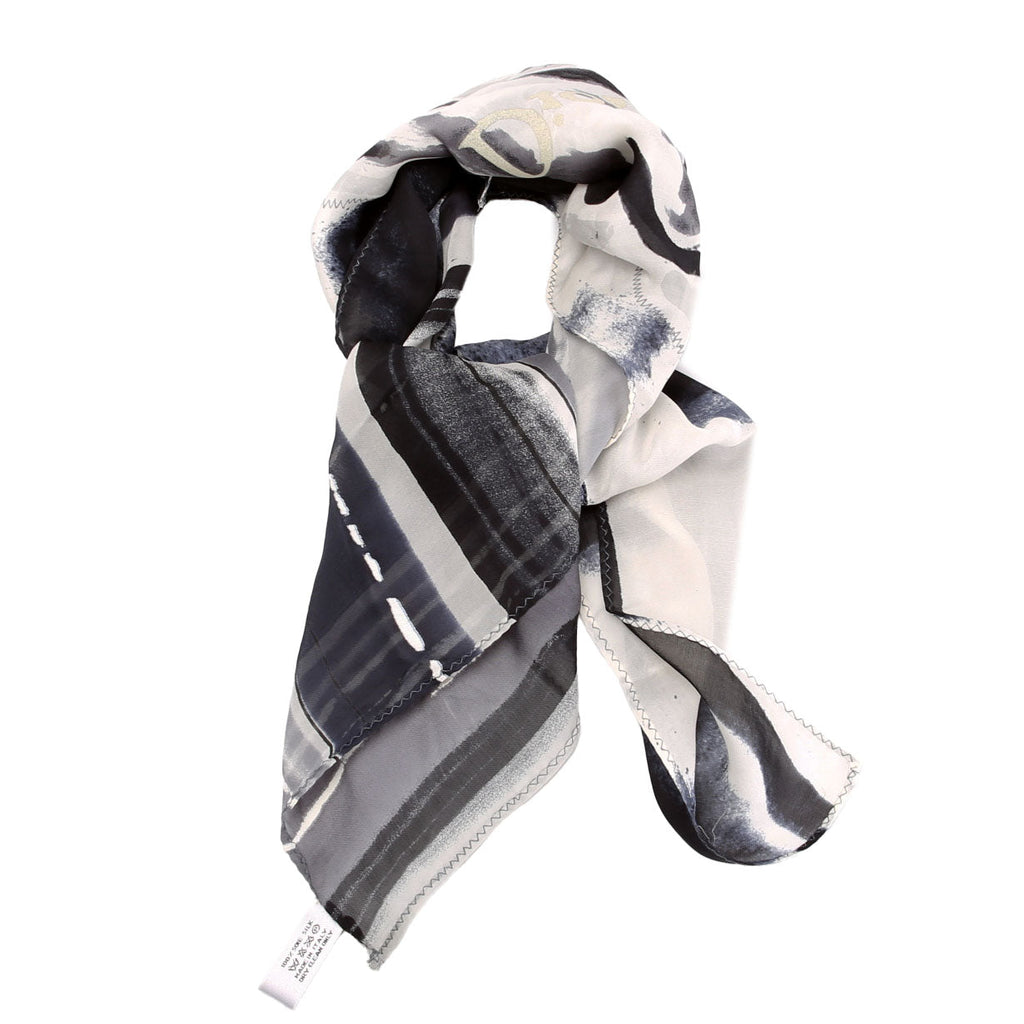 Vintage Square Silk 65CM Scarf Grey