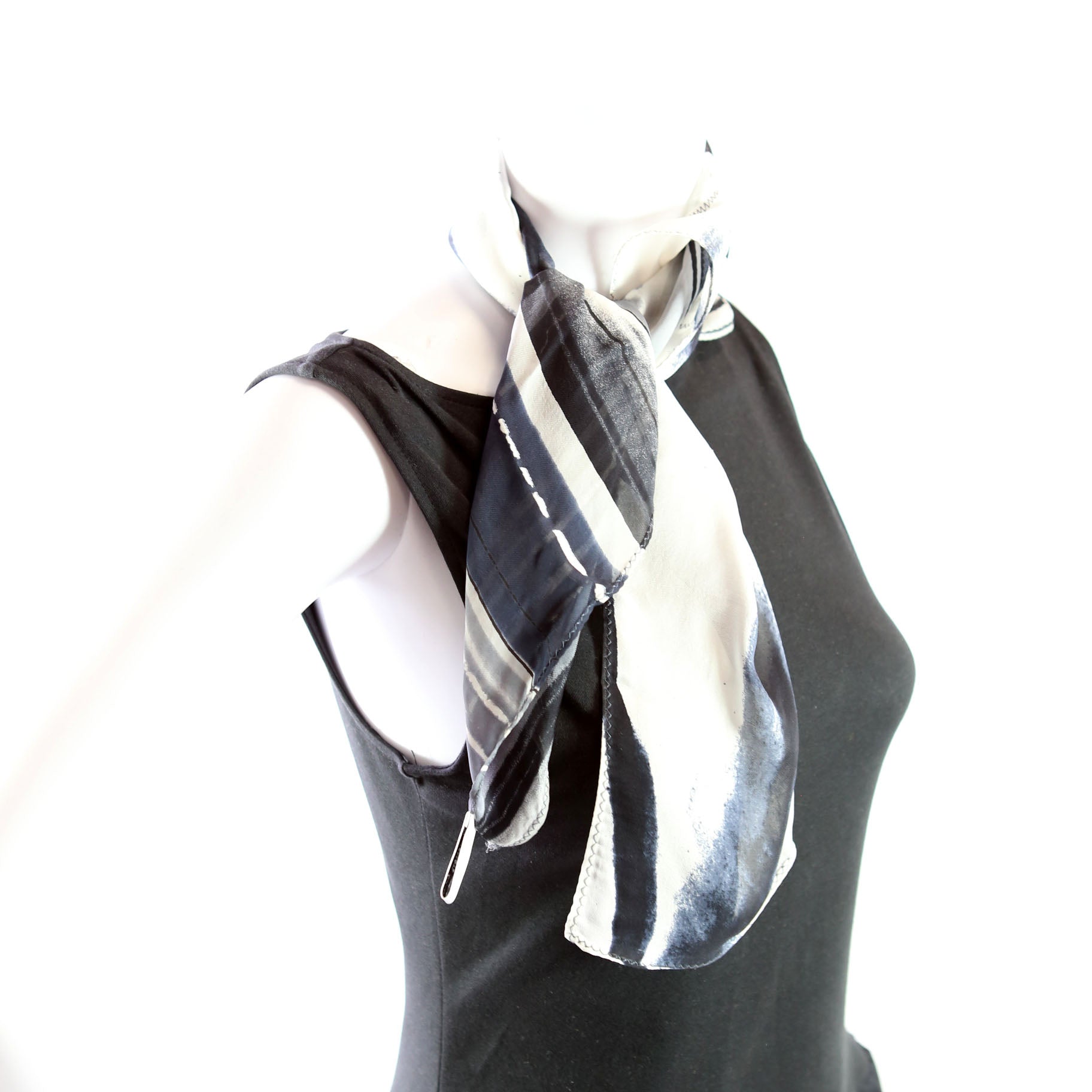Vintage Square Silk 65CM Scarf Grey