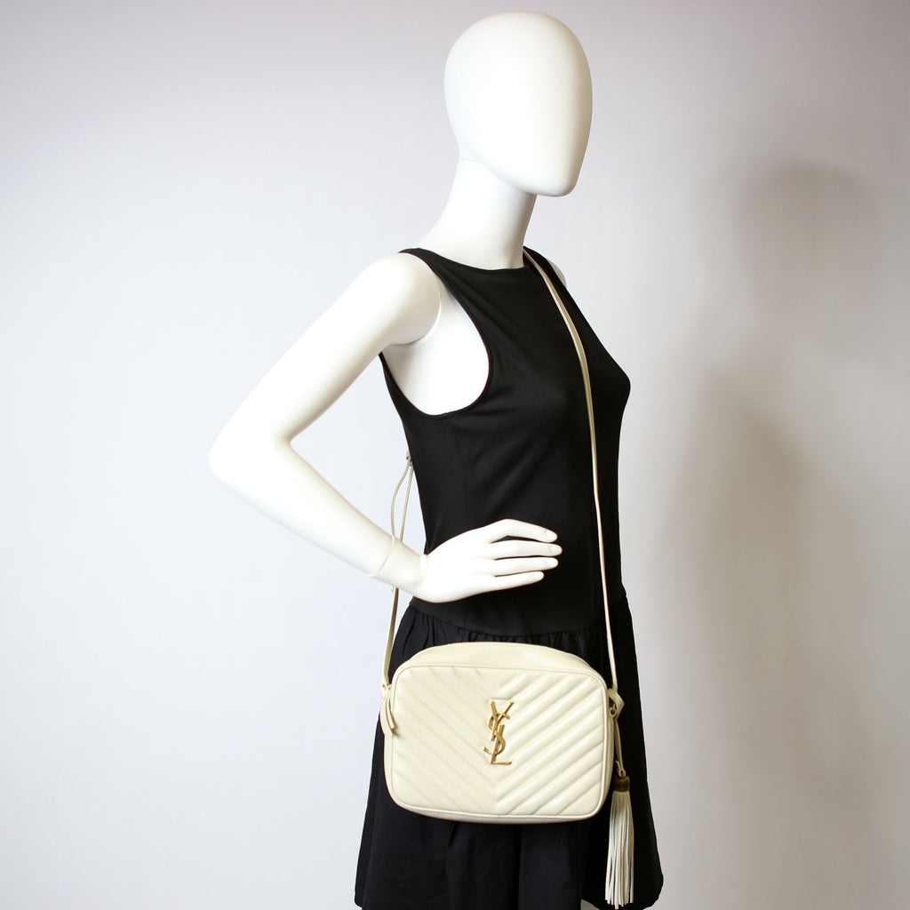 SAINT LAURENT Lou Camera Bag Quilted 612544 White