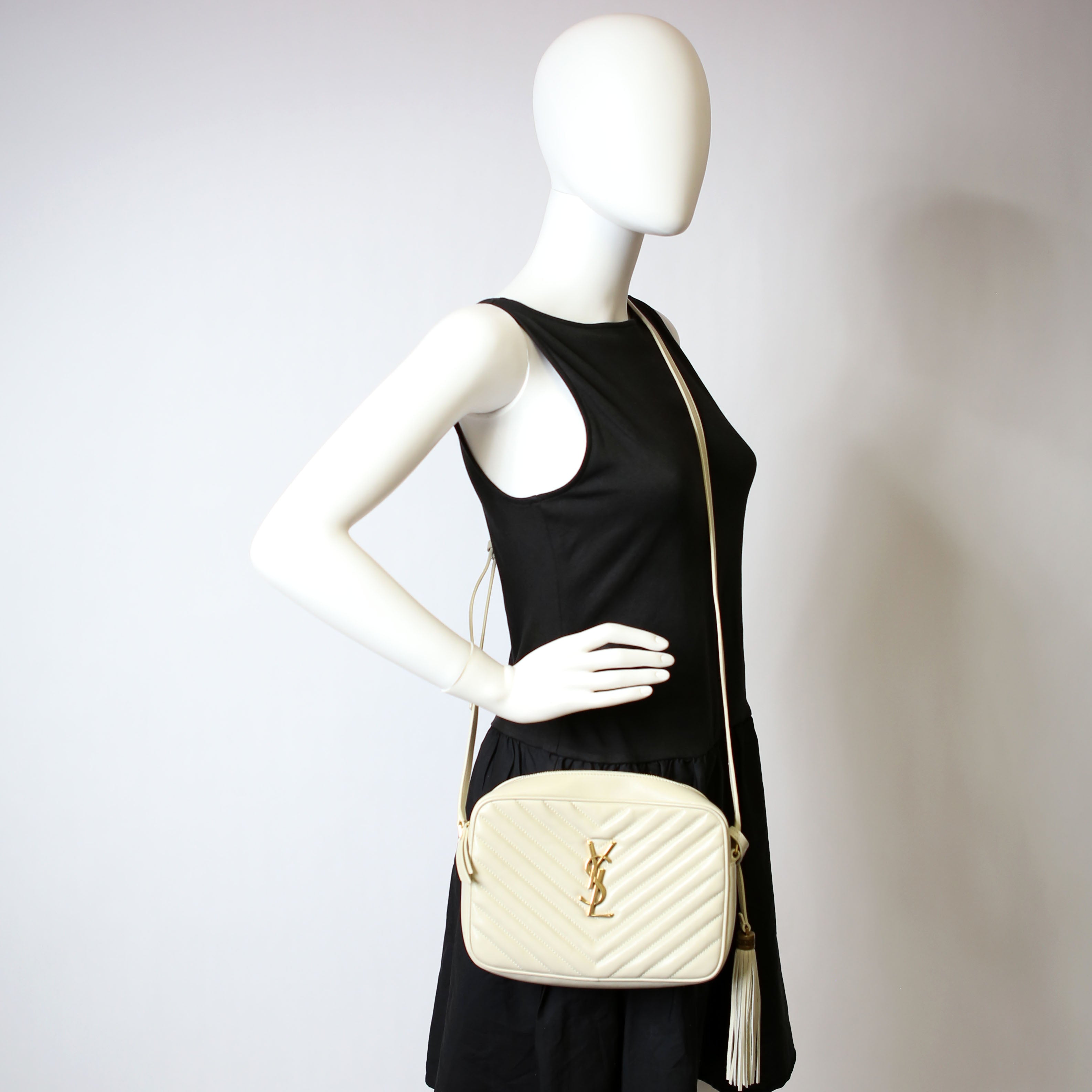 SAINT LAURENT Lou Camera Bag Quilted 612544 White