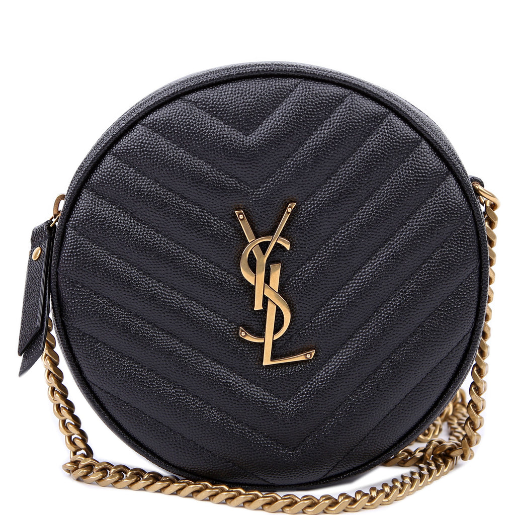 SAINT LAURENT Grain De Round Camera Bag Black