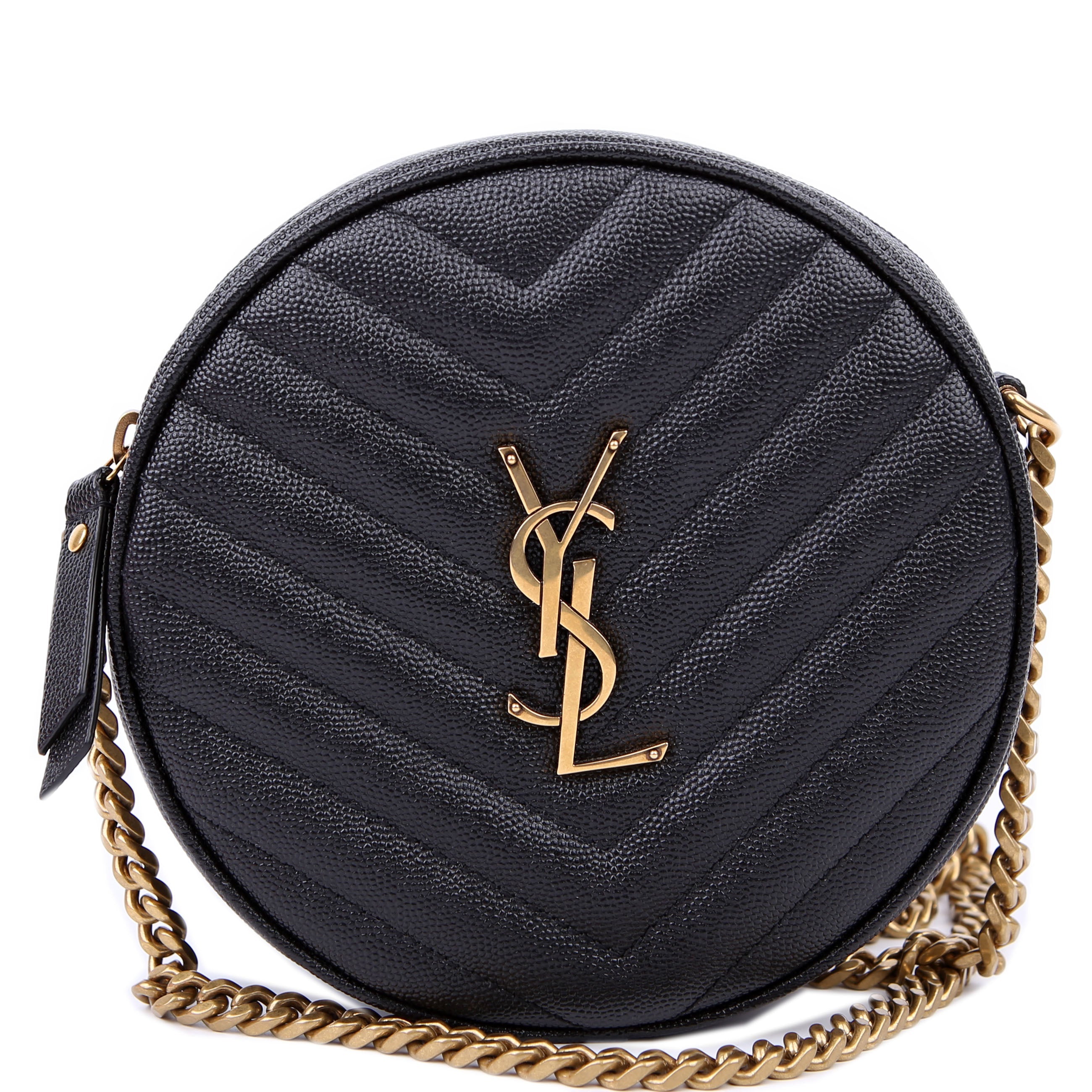 SAINT LAURENT Grain De Round Camera Bag Black