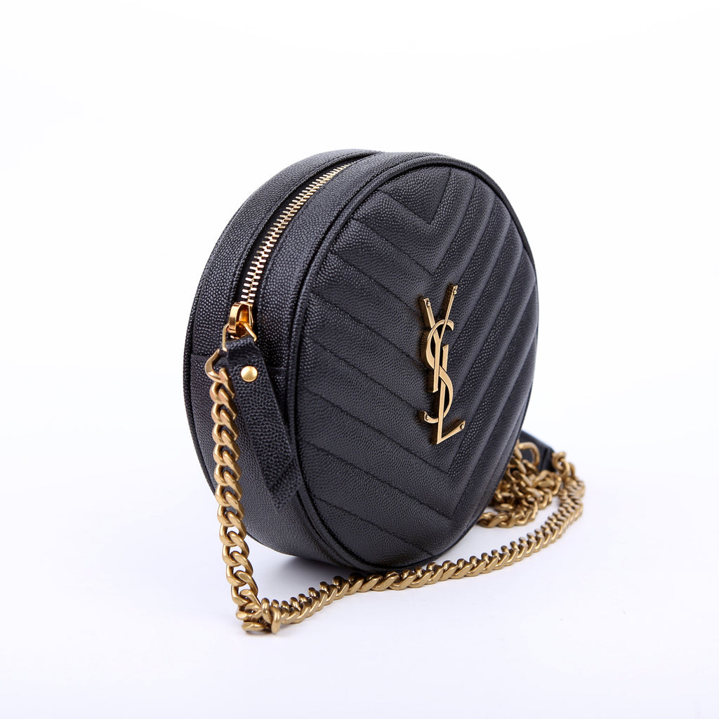 SAINT LAURENT Grain De Round Camera Bag Black