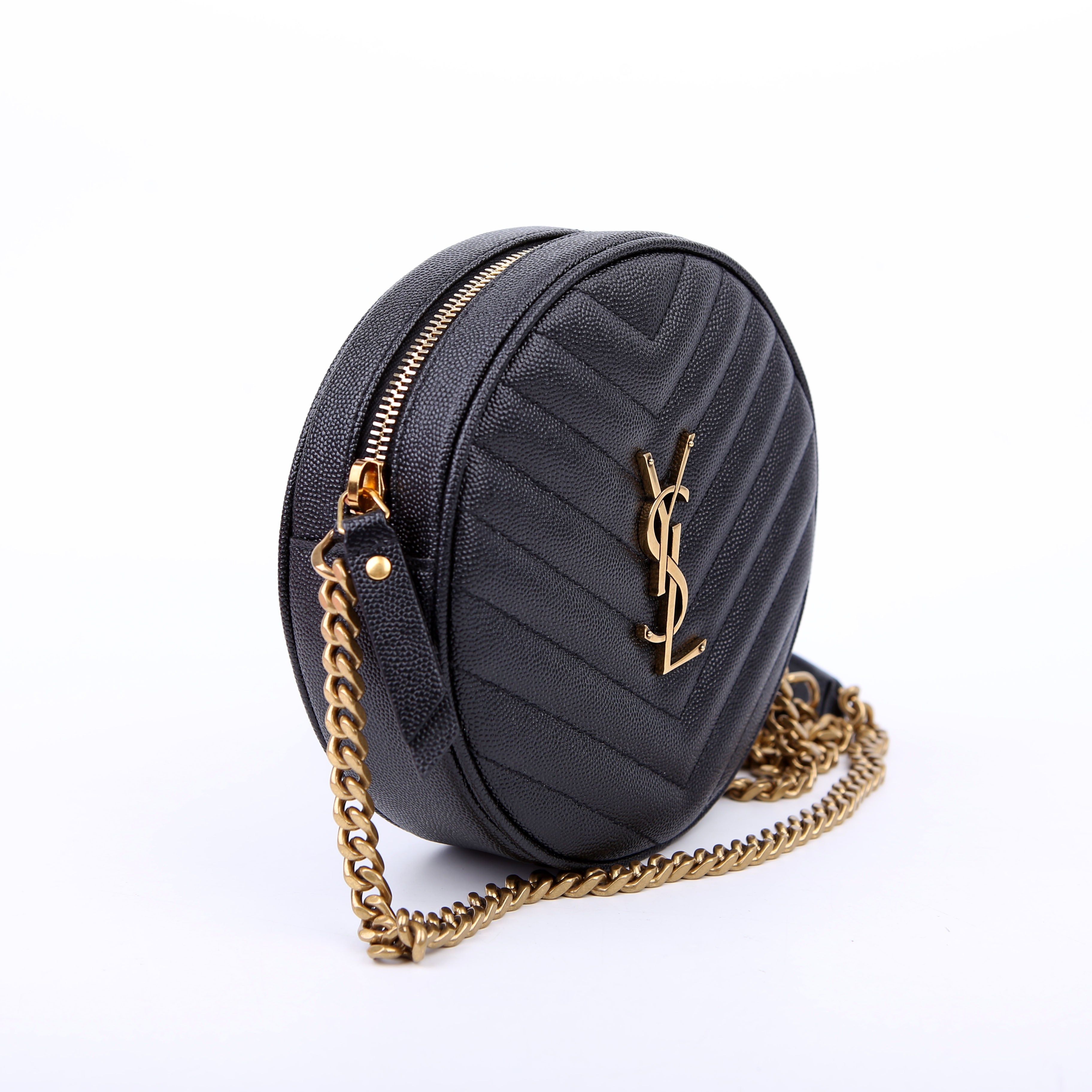 SAINT LAURENT Grain De Round Camera Bag Black