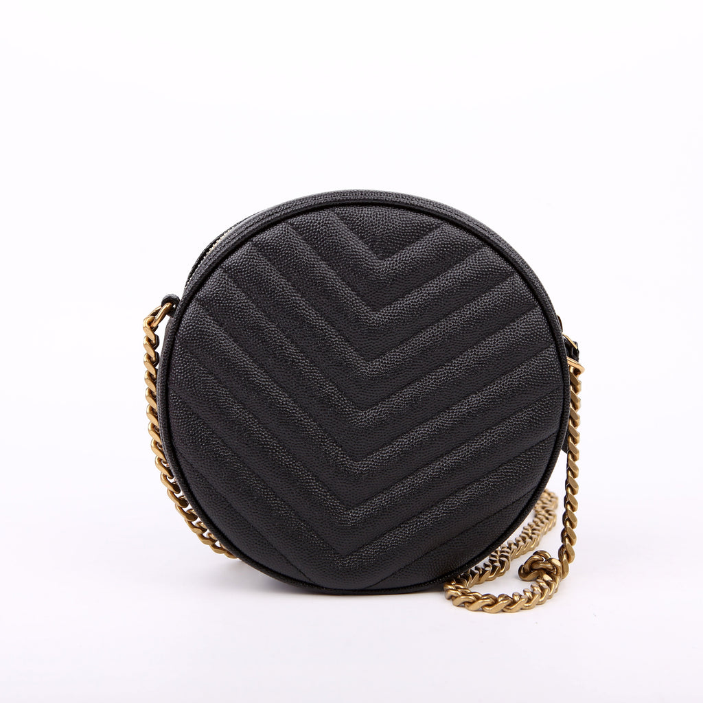 SAINT LAURENT Grain De Round Camera Bag Black