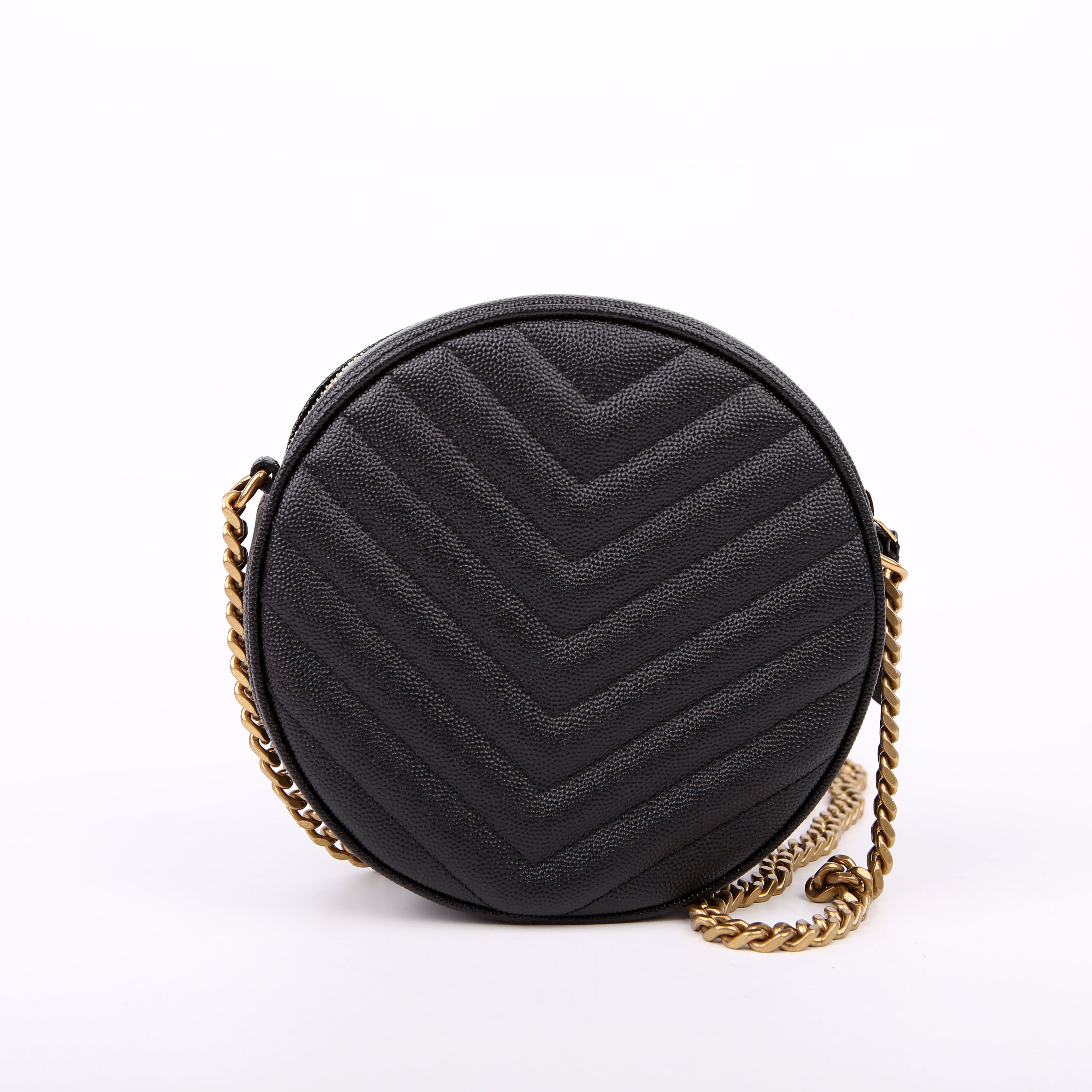 SAINT LAURENT Grain De Round Camera Bag Black