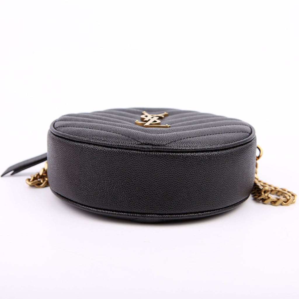SAINT LAURENT Grain De Round Camera Bag Black