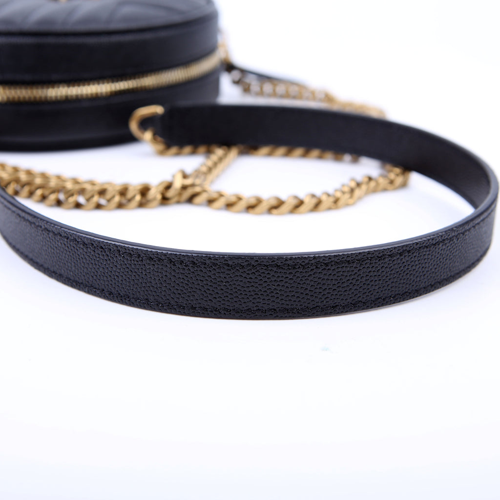 SAINT LAURENT Grain De Round Camera Bag Black