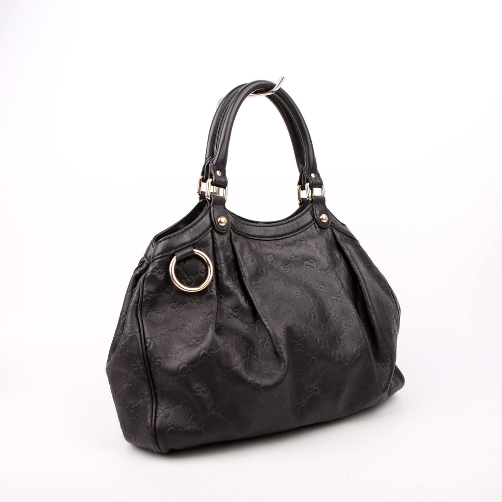 Gucci 211944 Sukey GG Leather Medium Black