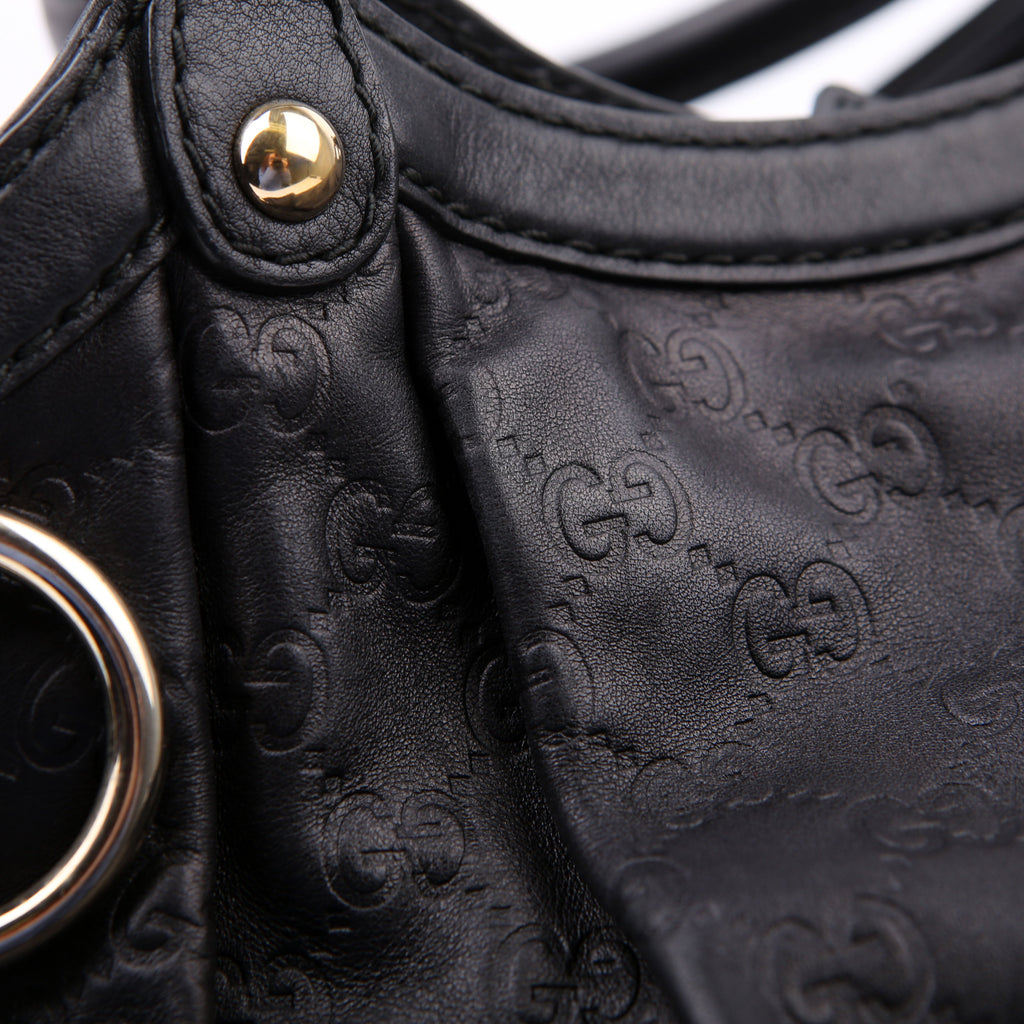 Gucci 211944 Sukey GG Leather Medium Black
