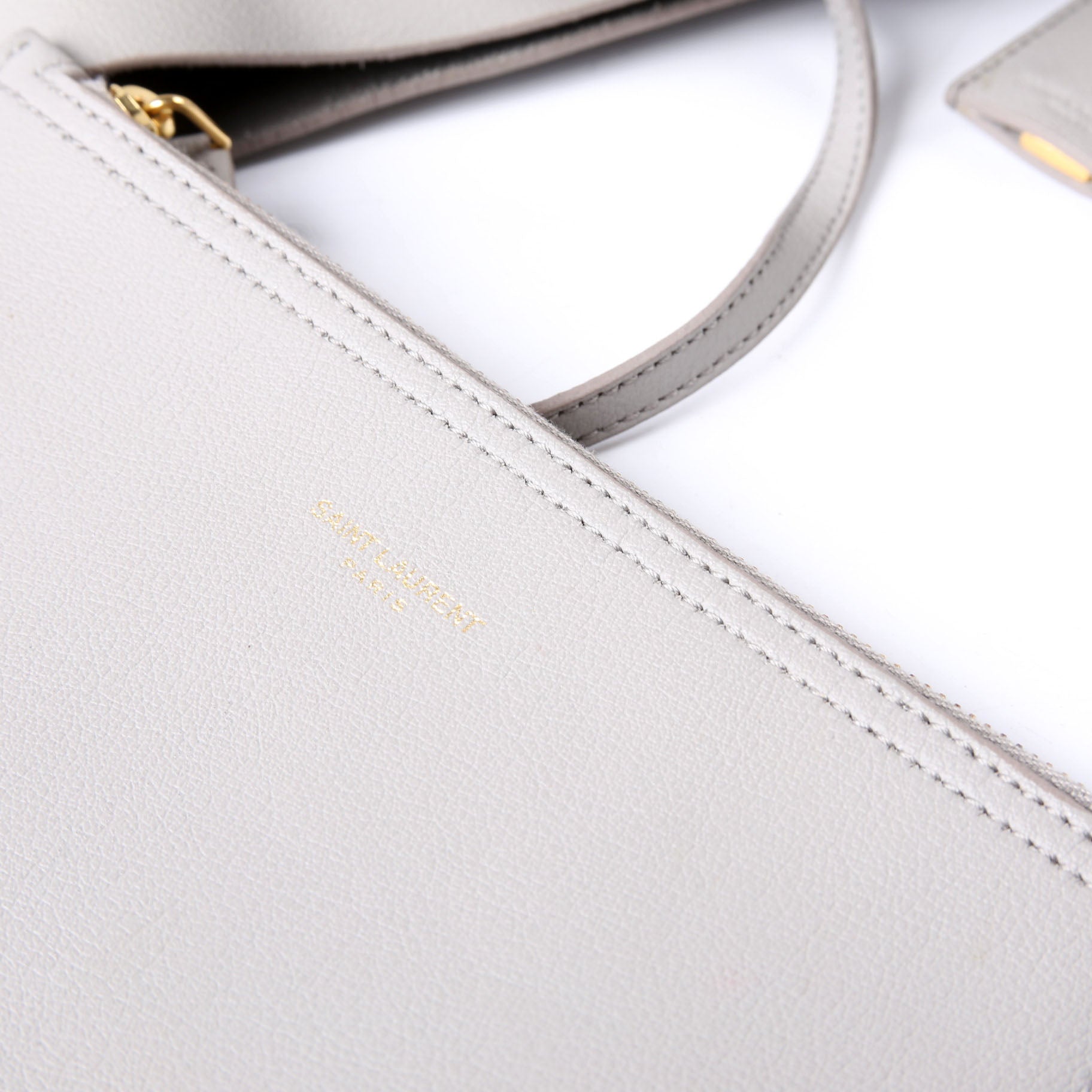 SAINT LAURENT Shopping Bag East/West Supple Leather 600281 Grey