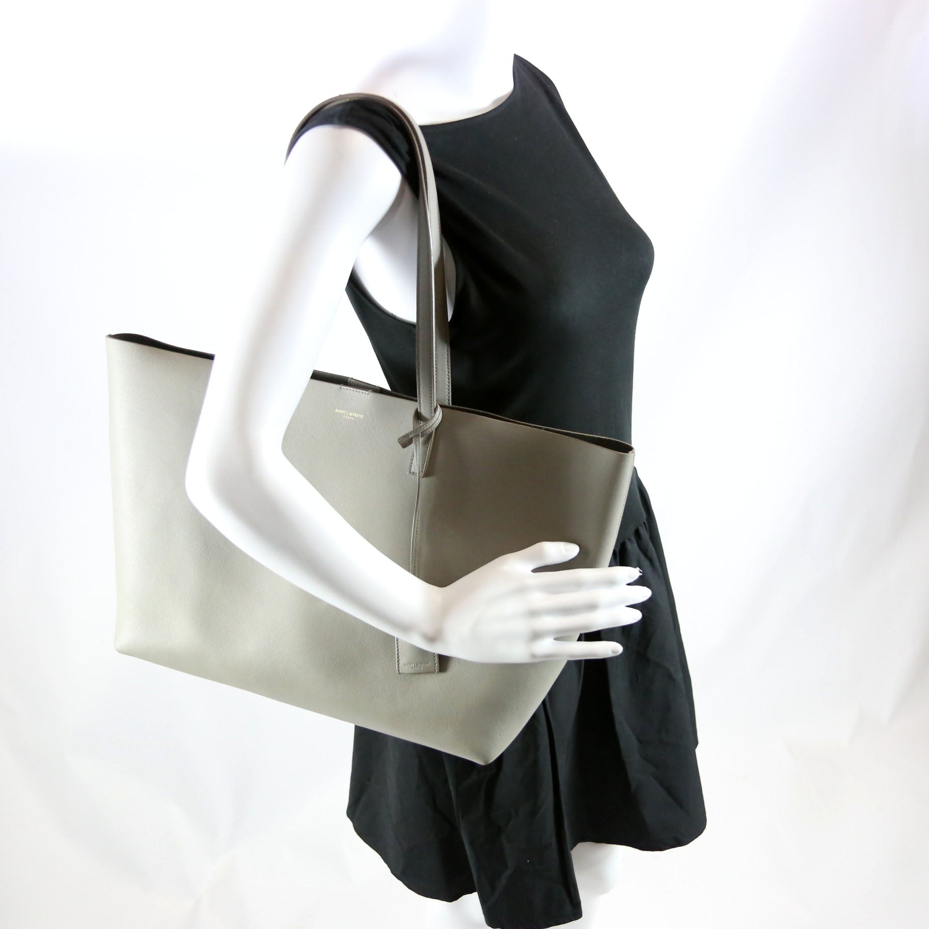 SAINT LAURENT Shopping Bag East/West Supple Leather 600281 Grey