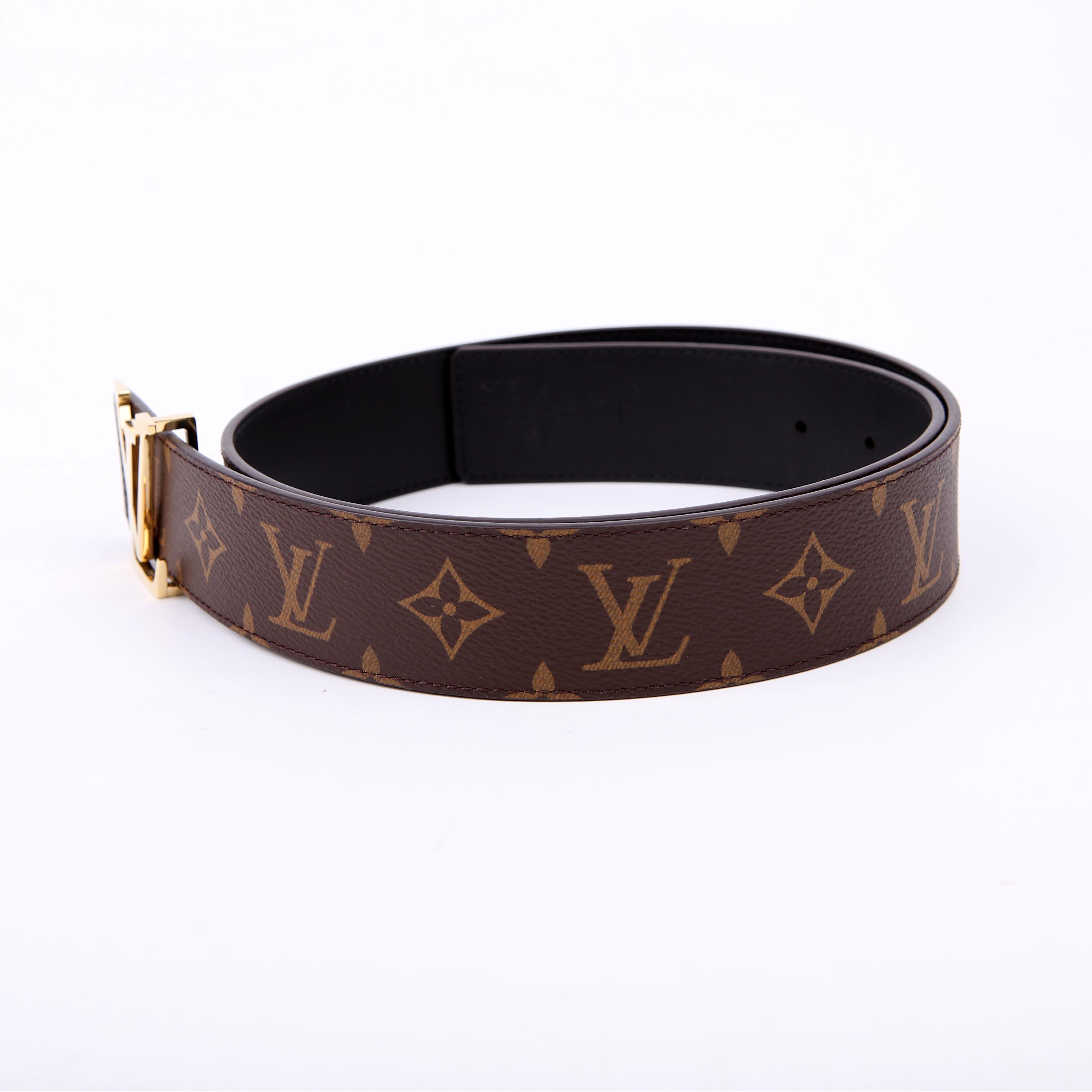 LV Initiales 40MM Reversible Leather/Monogram Belt Size 85/34 Black