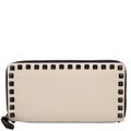 Rockstud Zip Around Wallet White/Black