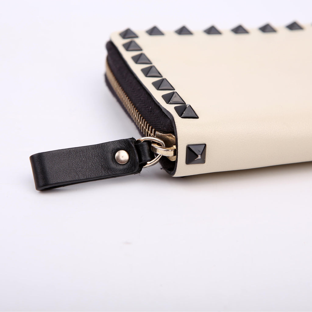 Rockstud Zip Around Wallet White/Black