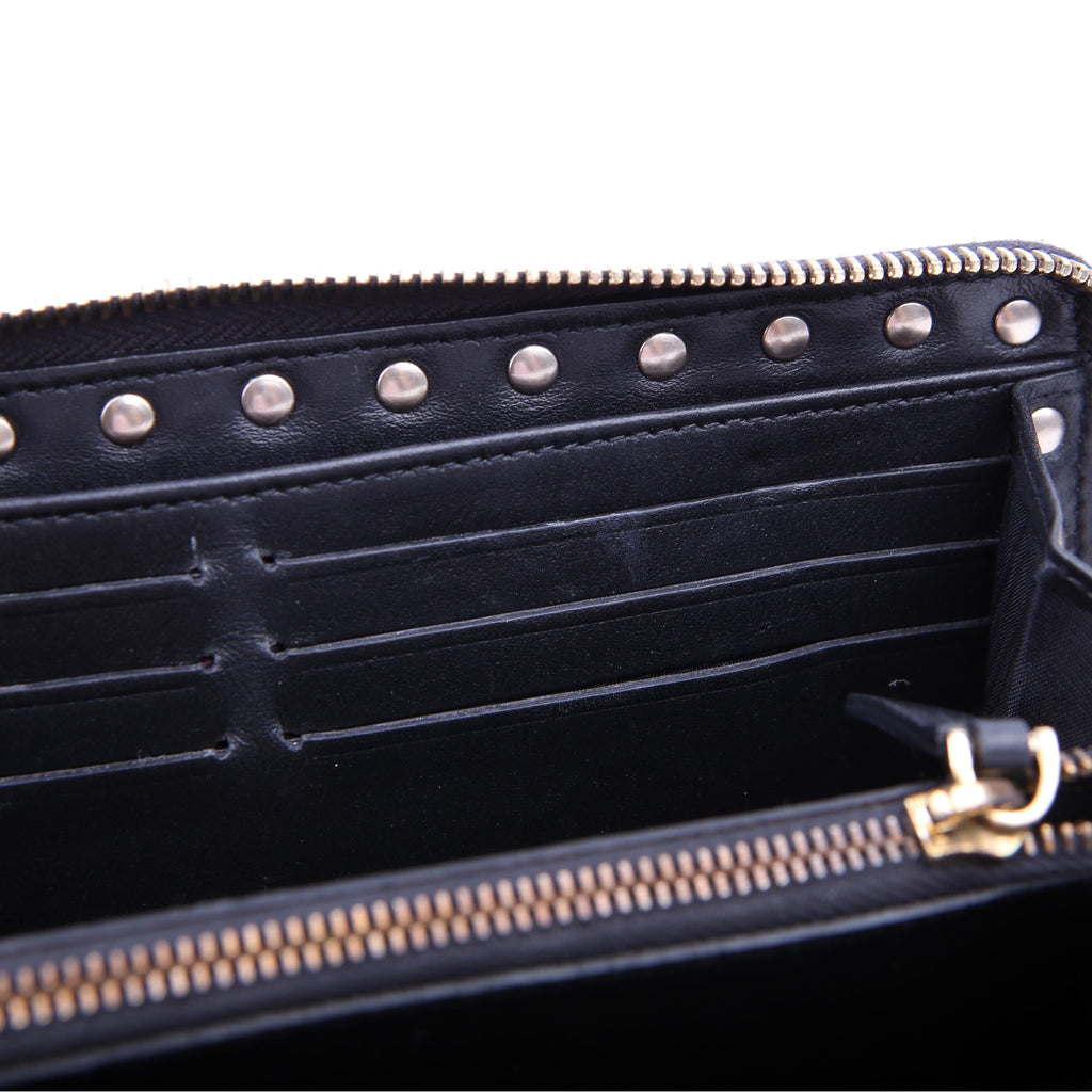 Rockstud Zip Around Wallet White/Black