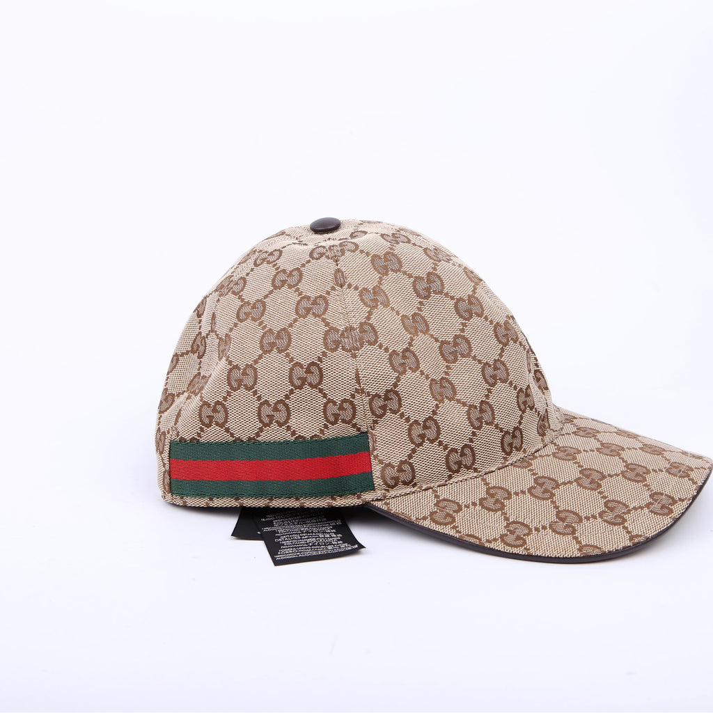 Gucci 200035 GG Canvas Web Cap Size Large Brown
