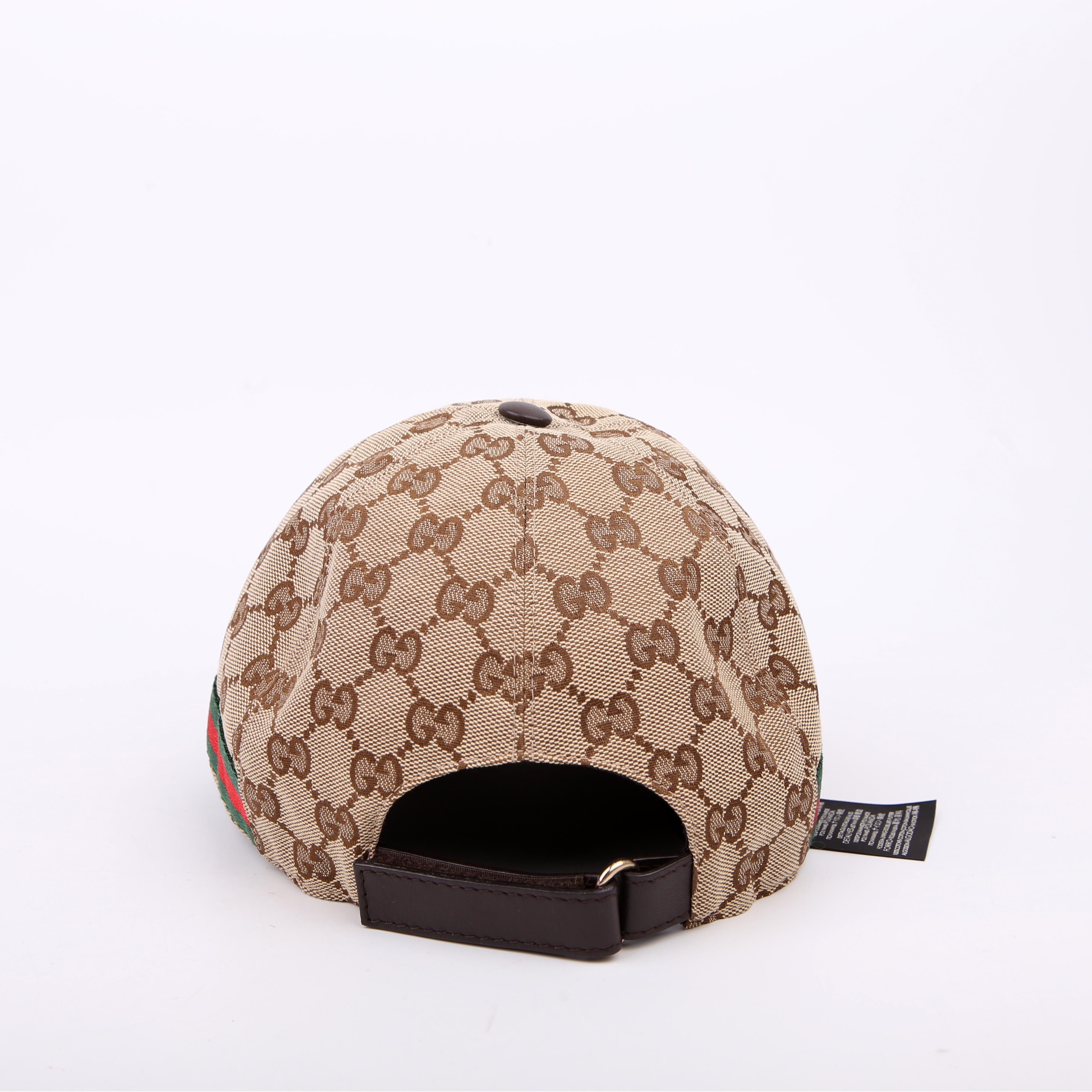 Gucci 200035 GG Canvas Web Cap Size Large Brown