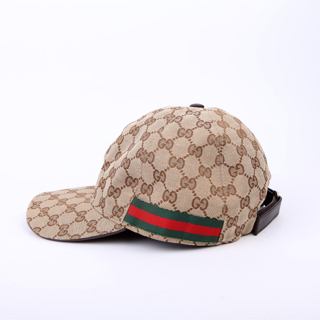 Gucci 200035 GG Canvas Web Cap Size Large Brown