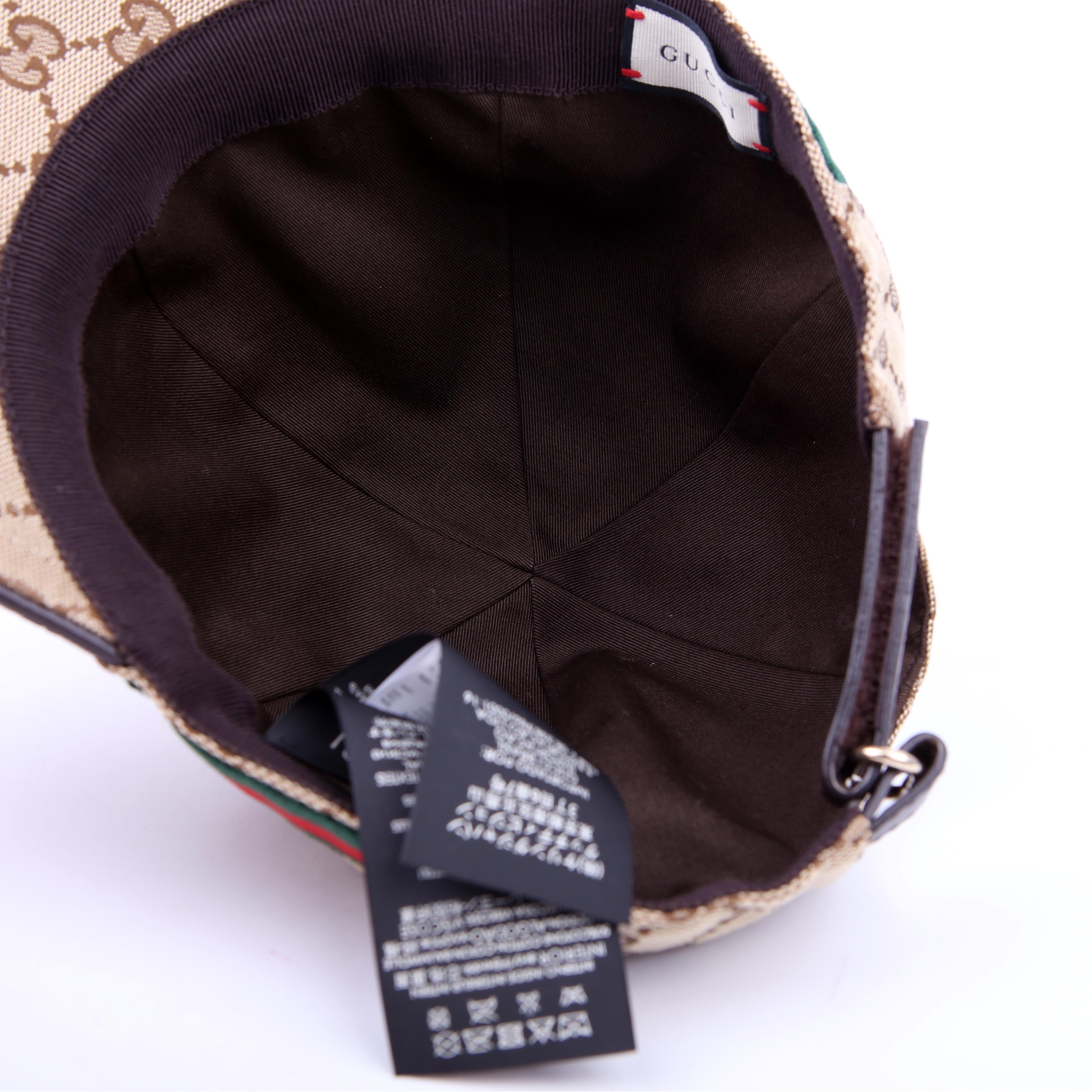 Gucci 200035 GG Canvas Web Cap Size Large Brown