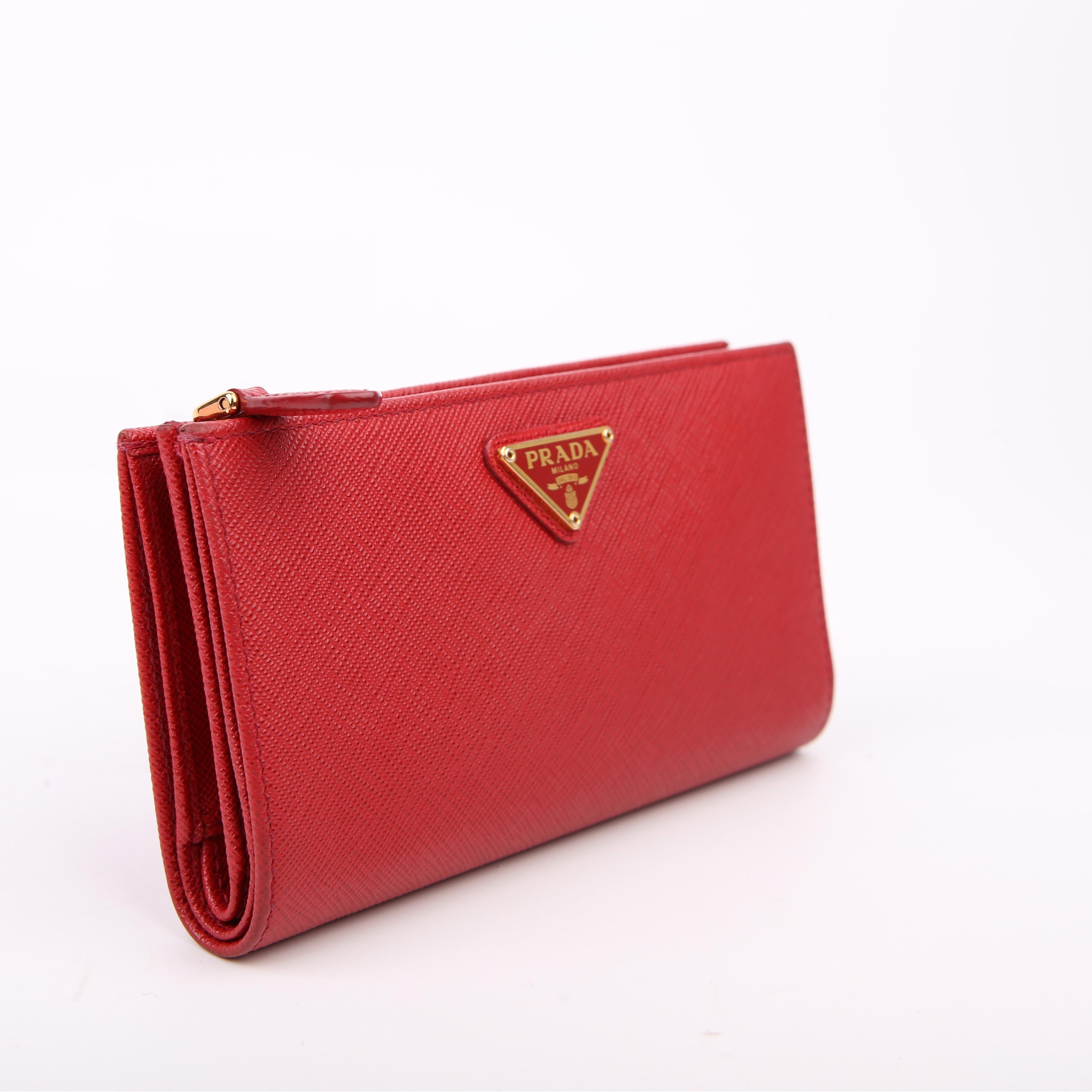 Saffiano Continental Wallet Red