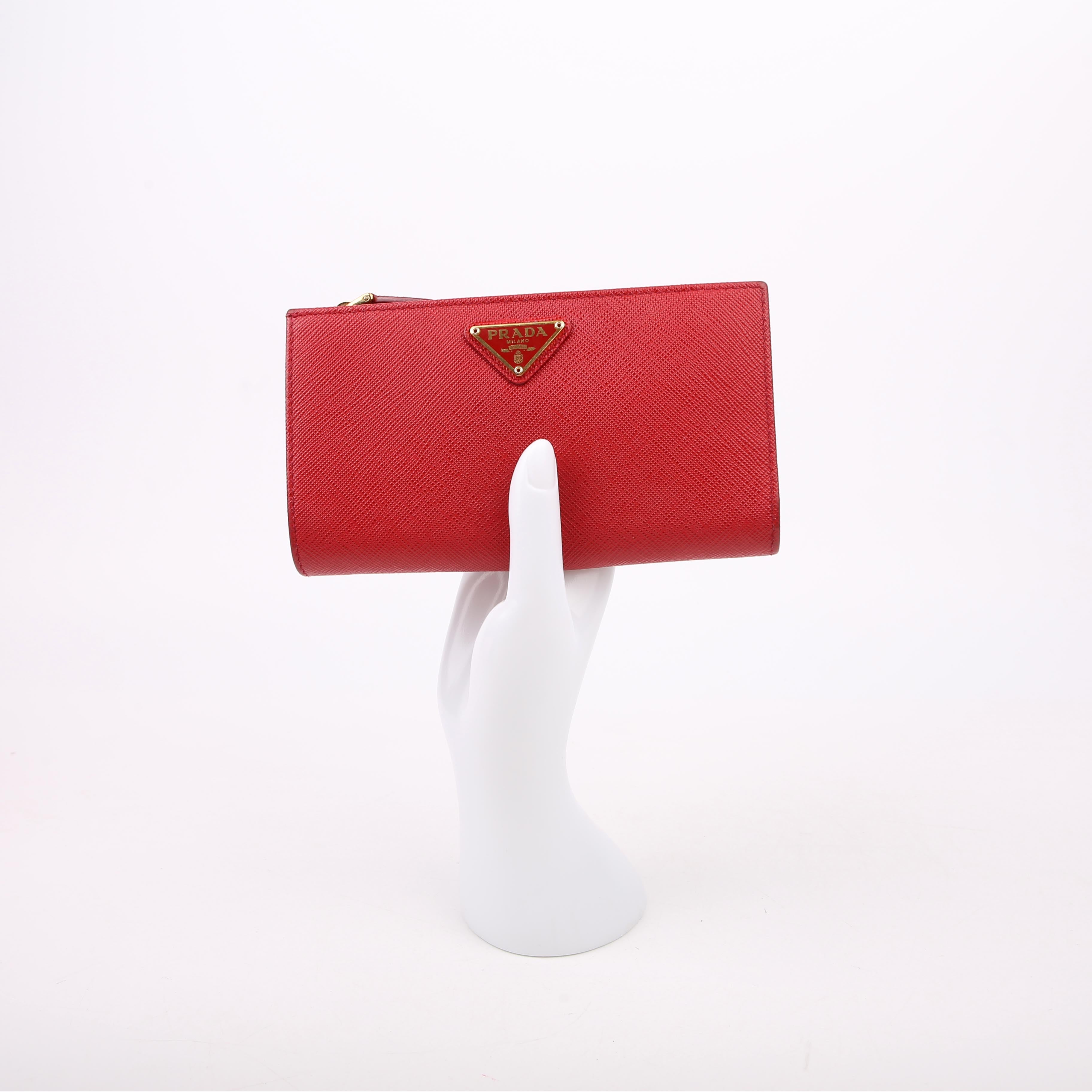Saffiano Continental Wallet Red
