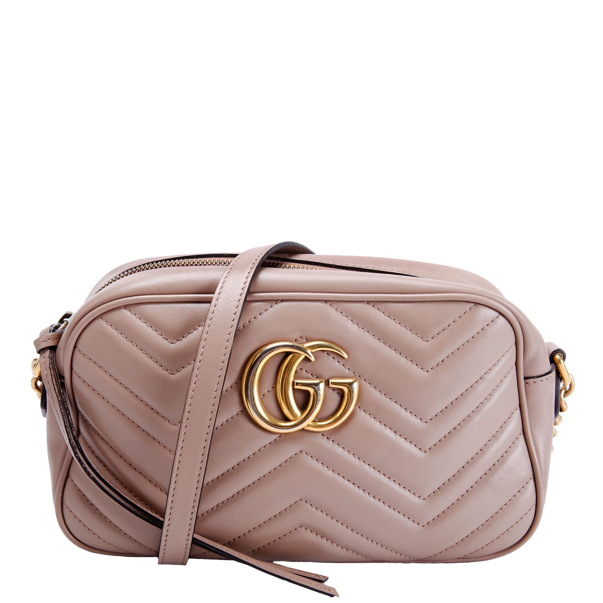 Gucci 447632 Marmont Small Leather Camera Taupe