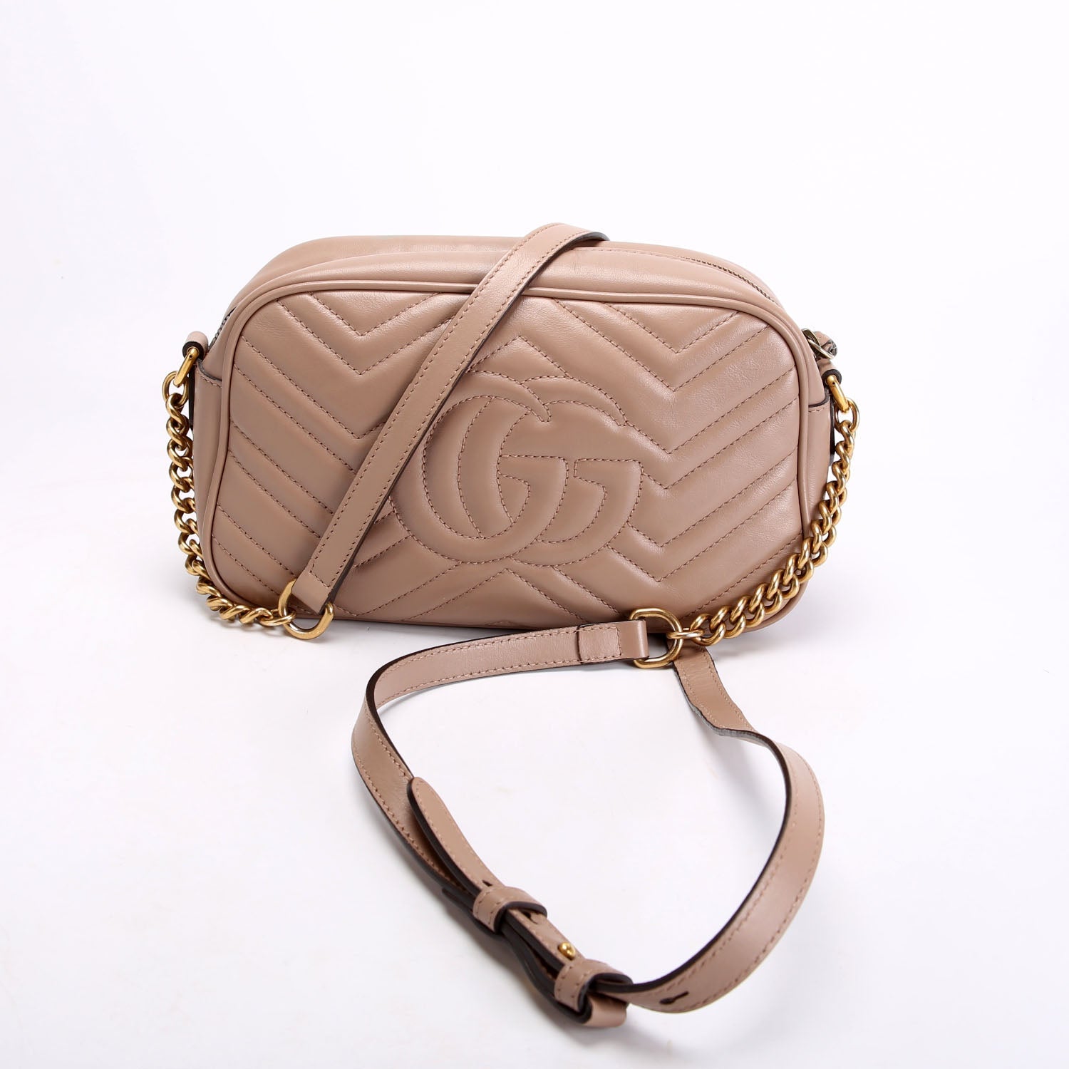 Gucci 447632 Marmont Small Leather Camera Taupe