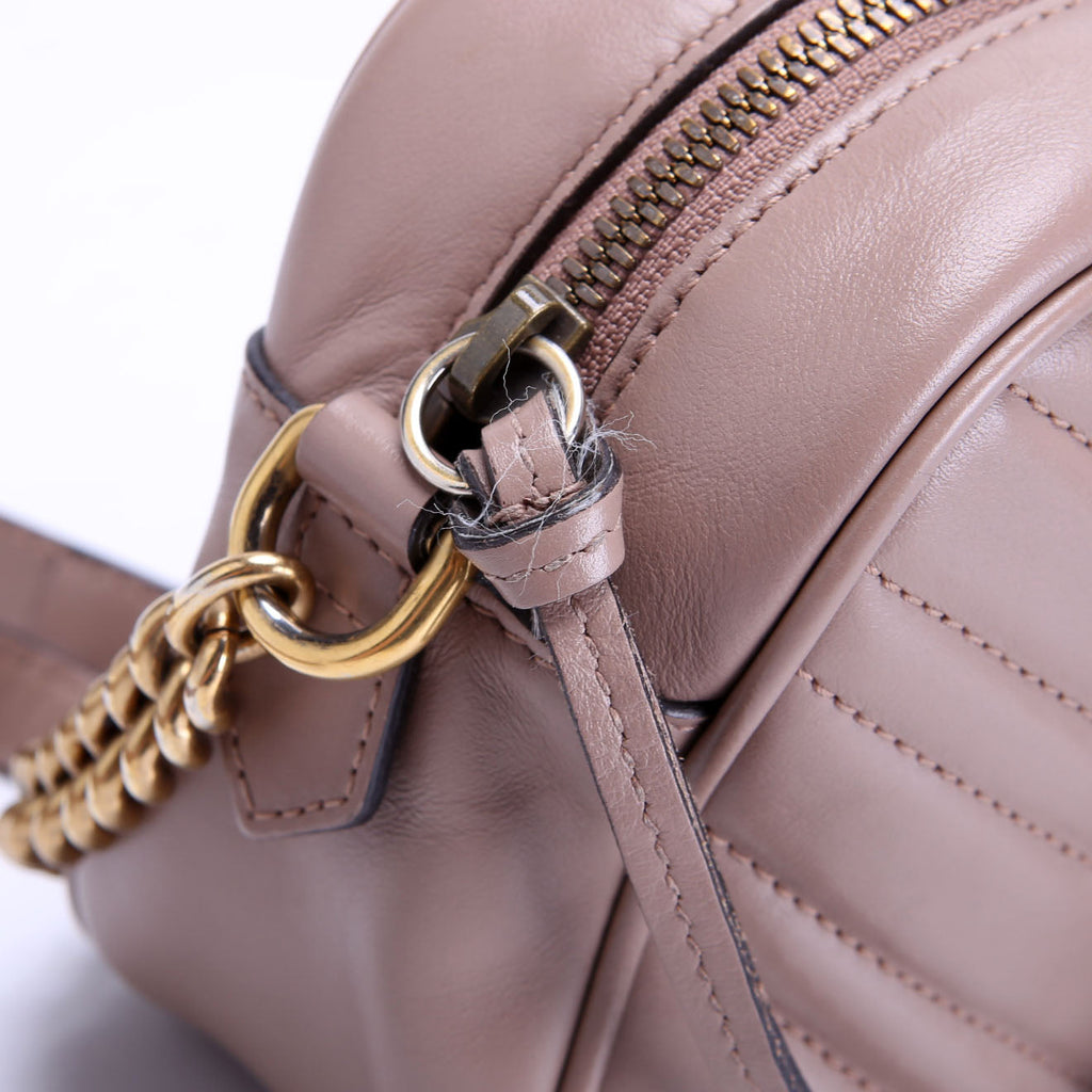 Gucci 447632 Marmont Small Leather Camera Taupe