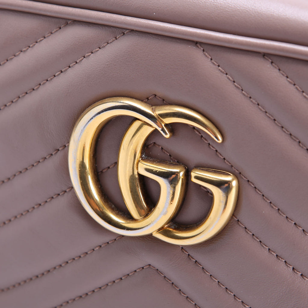 Gucci 447632 Marmont Small Leather Camera Taupe