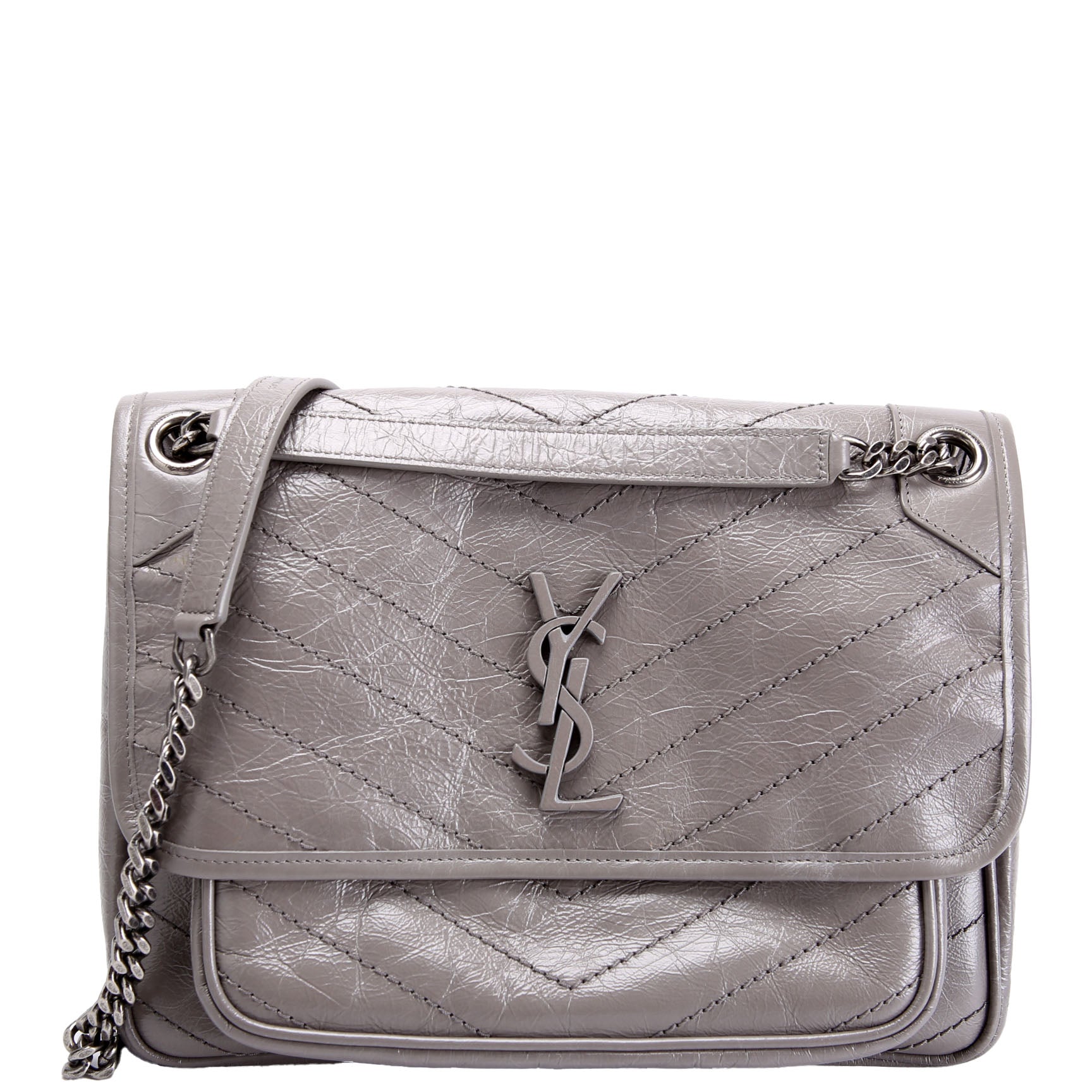 Niki Medium Crinkle Leather 498894 Gray