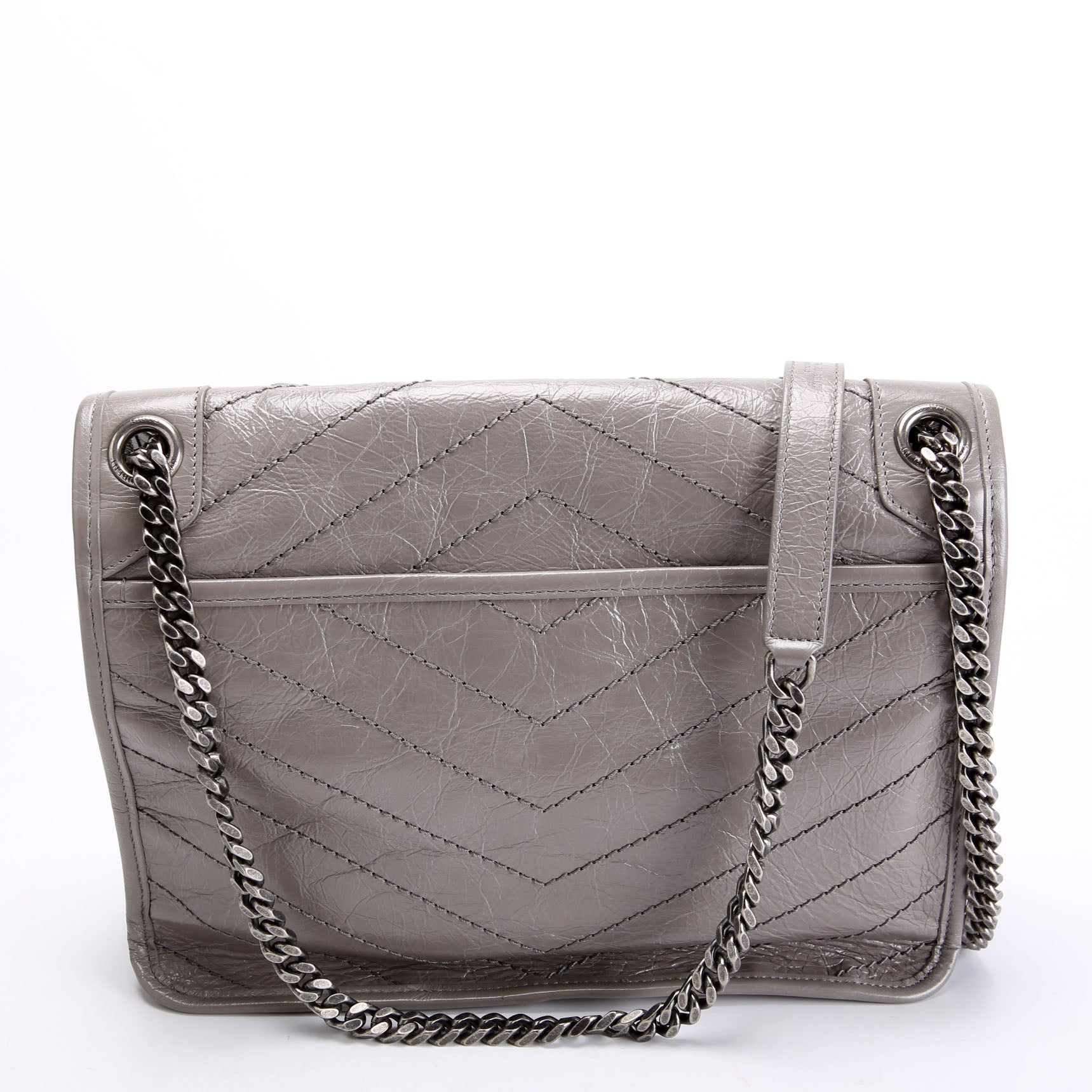 Niki Medium Crinkle Leather 498894 Gray