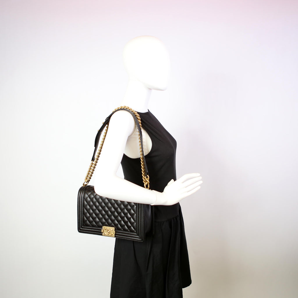 Boy Flap Large Caviar RFID Black