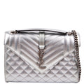 SAINT LAURENT Envelope Medium Tri-Quilt Silver