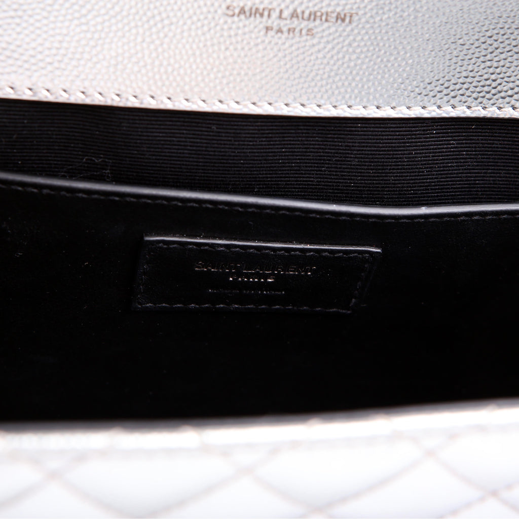 SAINT LAURENT Envelope Medium Tri-Quilt Silver