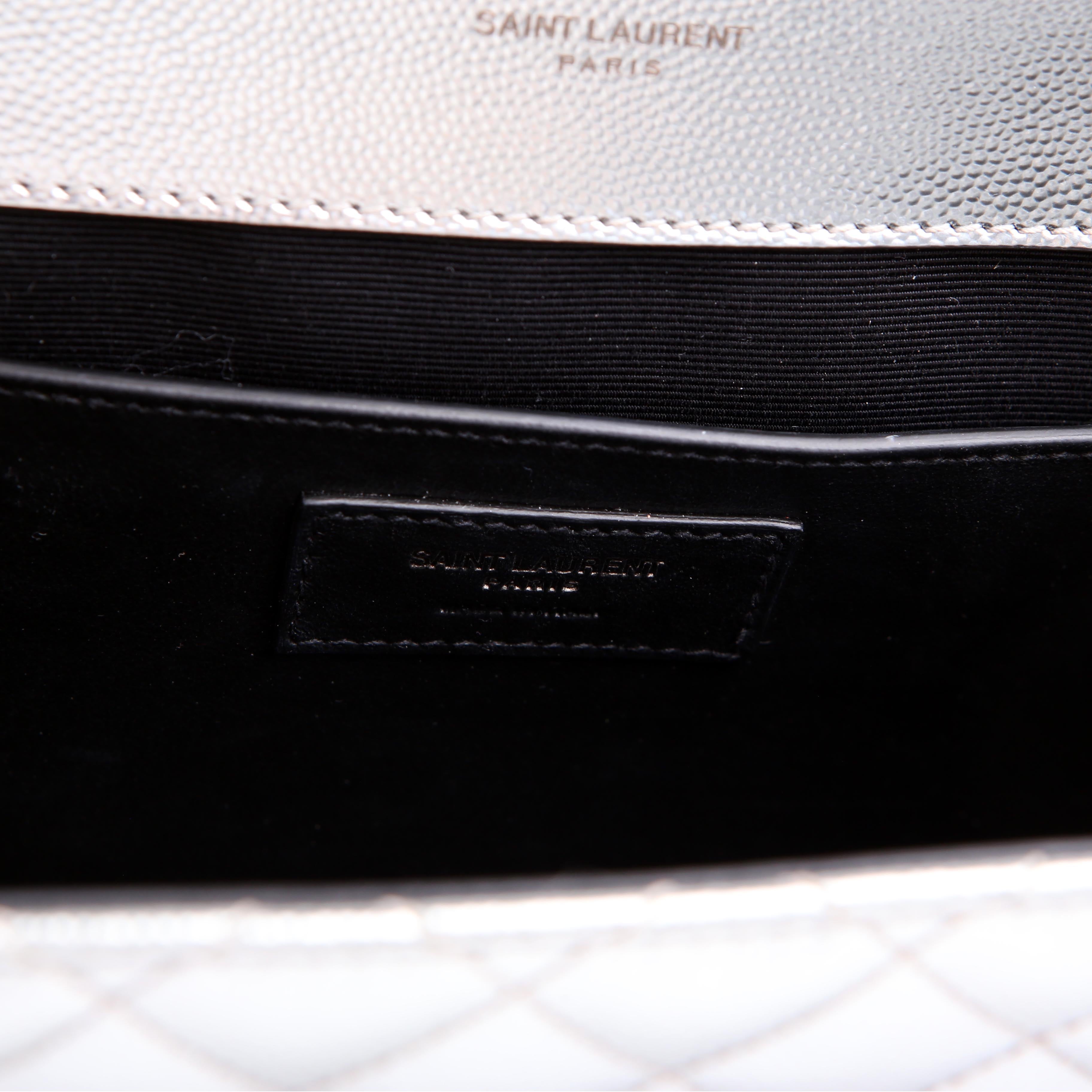 SAINT LAURENT Envelope Medium Tri-Quilt Silver