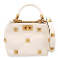 Roman Stud Top Handle Small White