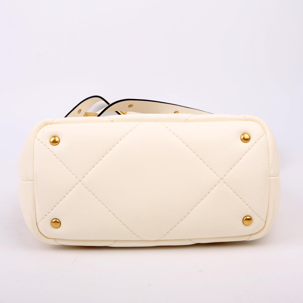 Roman Stud Top Handle Small White