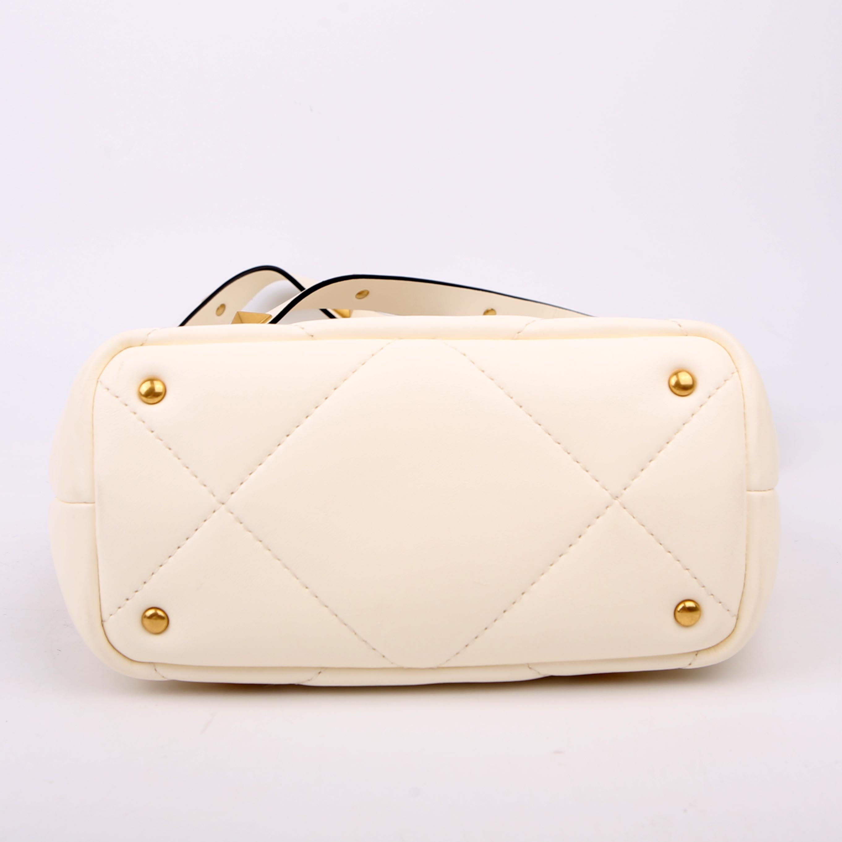 Roman Stud Top Handle Small White