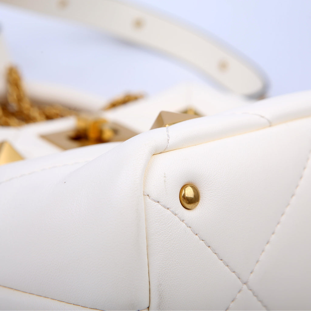 Roman Stud Top Handle Small White