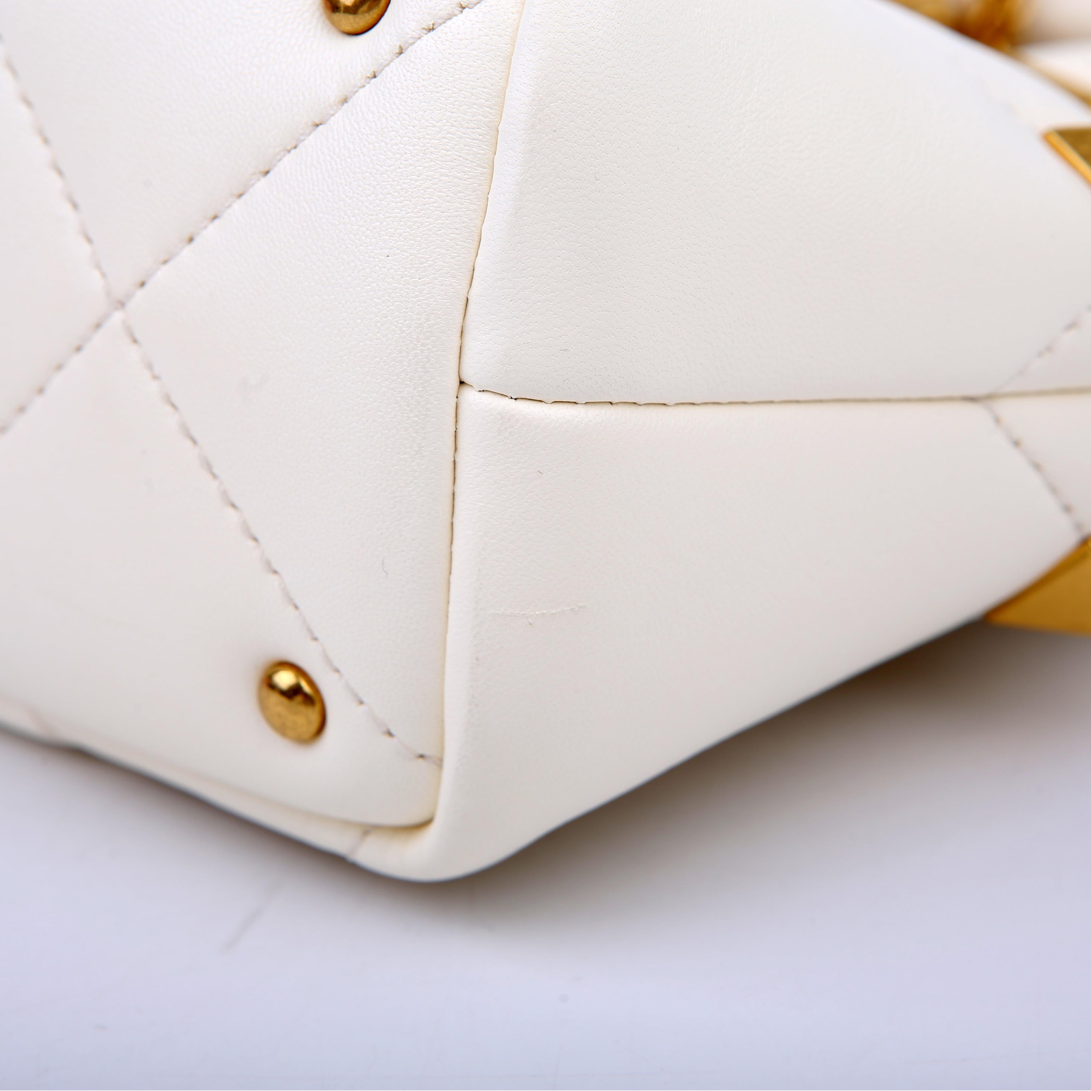 Roman Stud Top Handle Small White